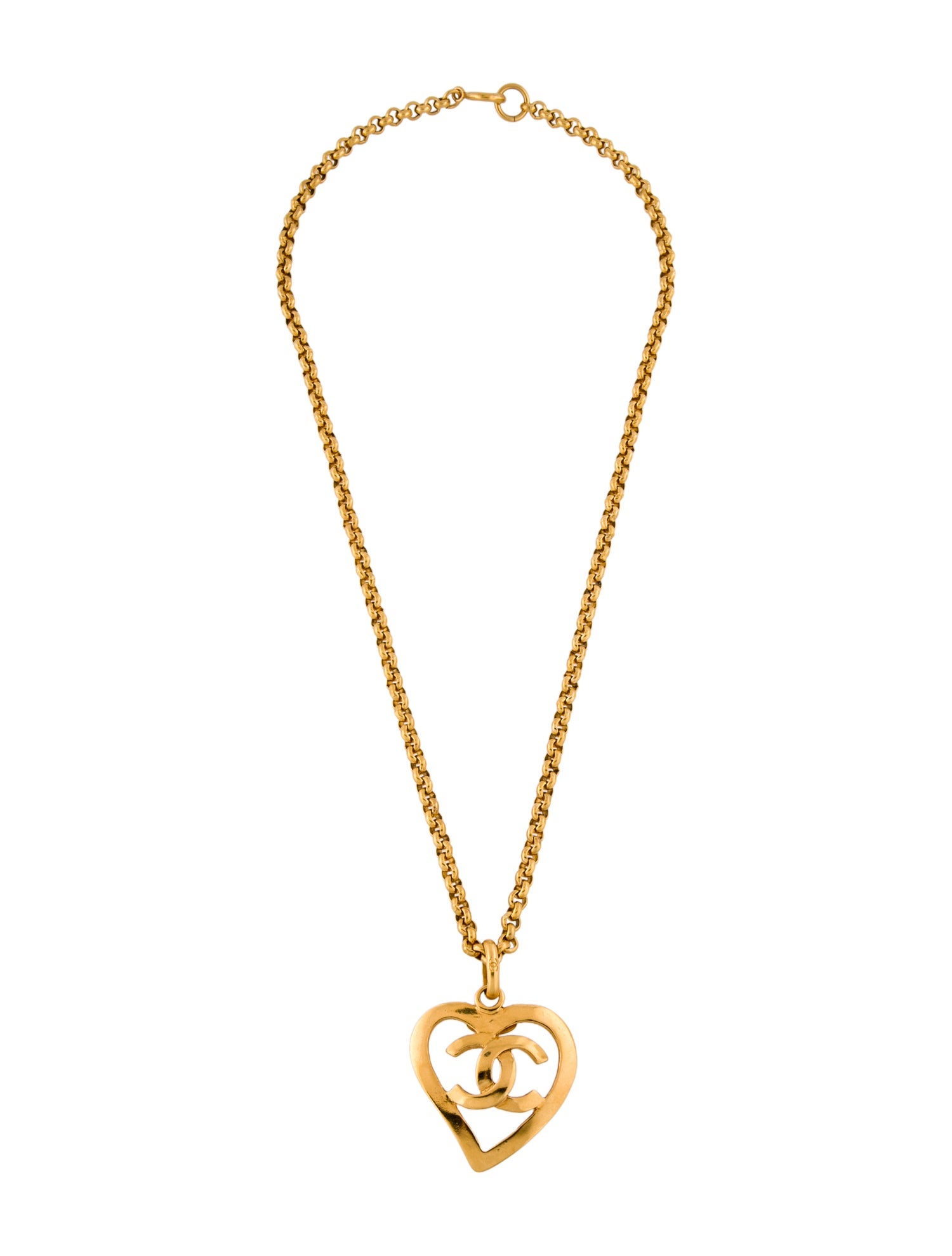 Chanel Vintage CC Heart Pendant Necklace
