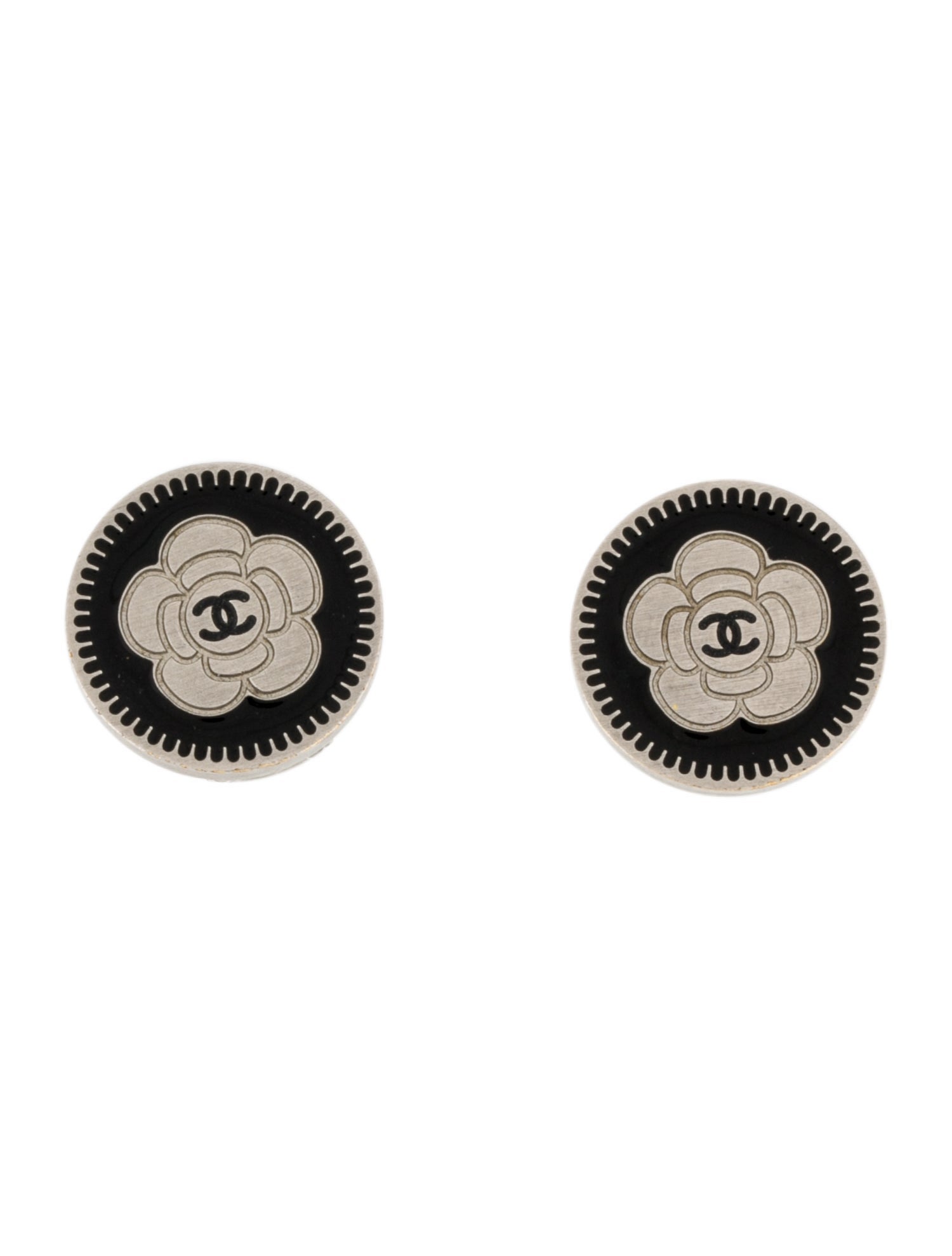 Chanel Resin Camellia CC Clip-On Earrings