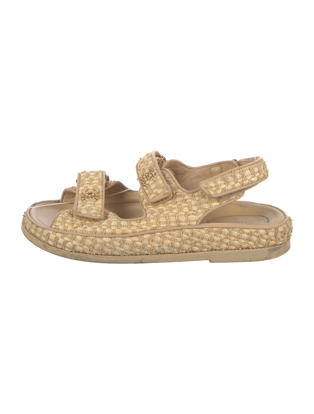 Chanel Interlocking CC Logo Raffia Espadrilles - image 1
