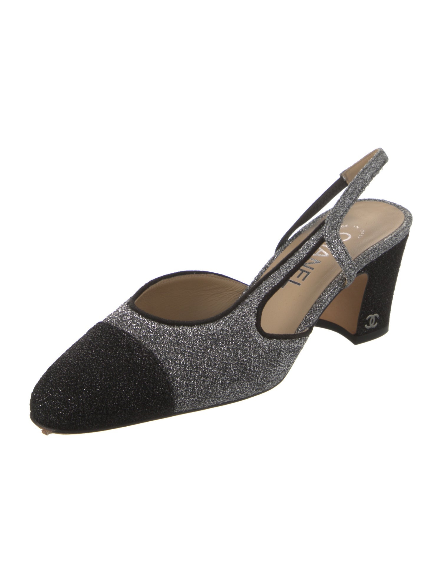 Chanel Interlocking CC Logo Slingback Pumps