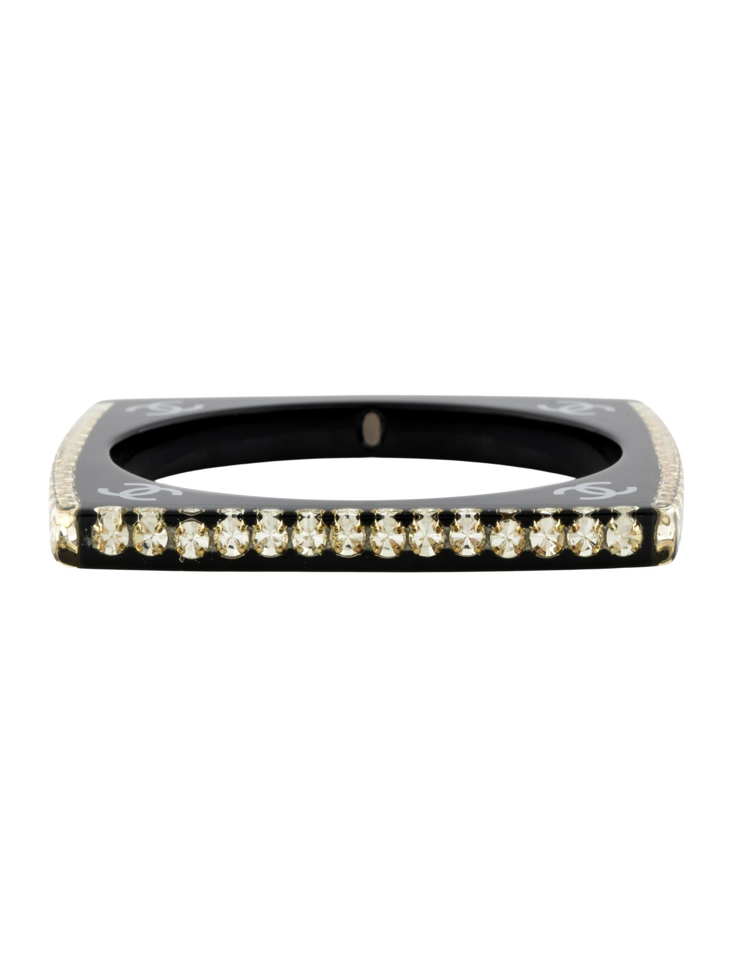 Chanel Strass & Resin CC Square Bangle