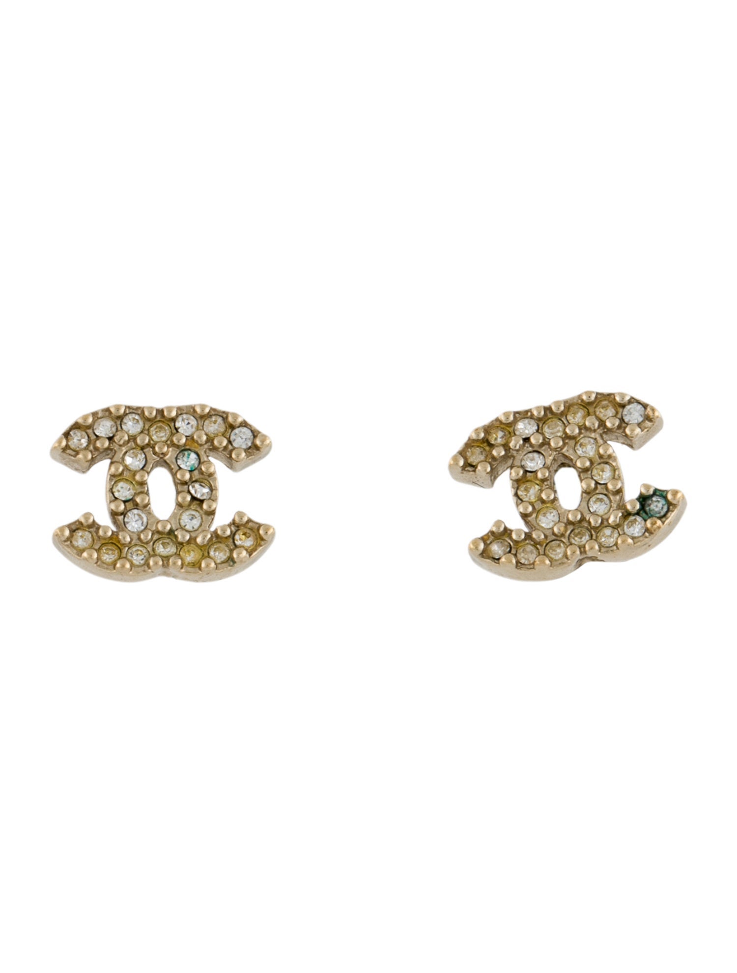 Chanel Strass CC Stud Earrings
