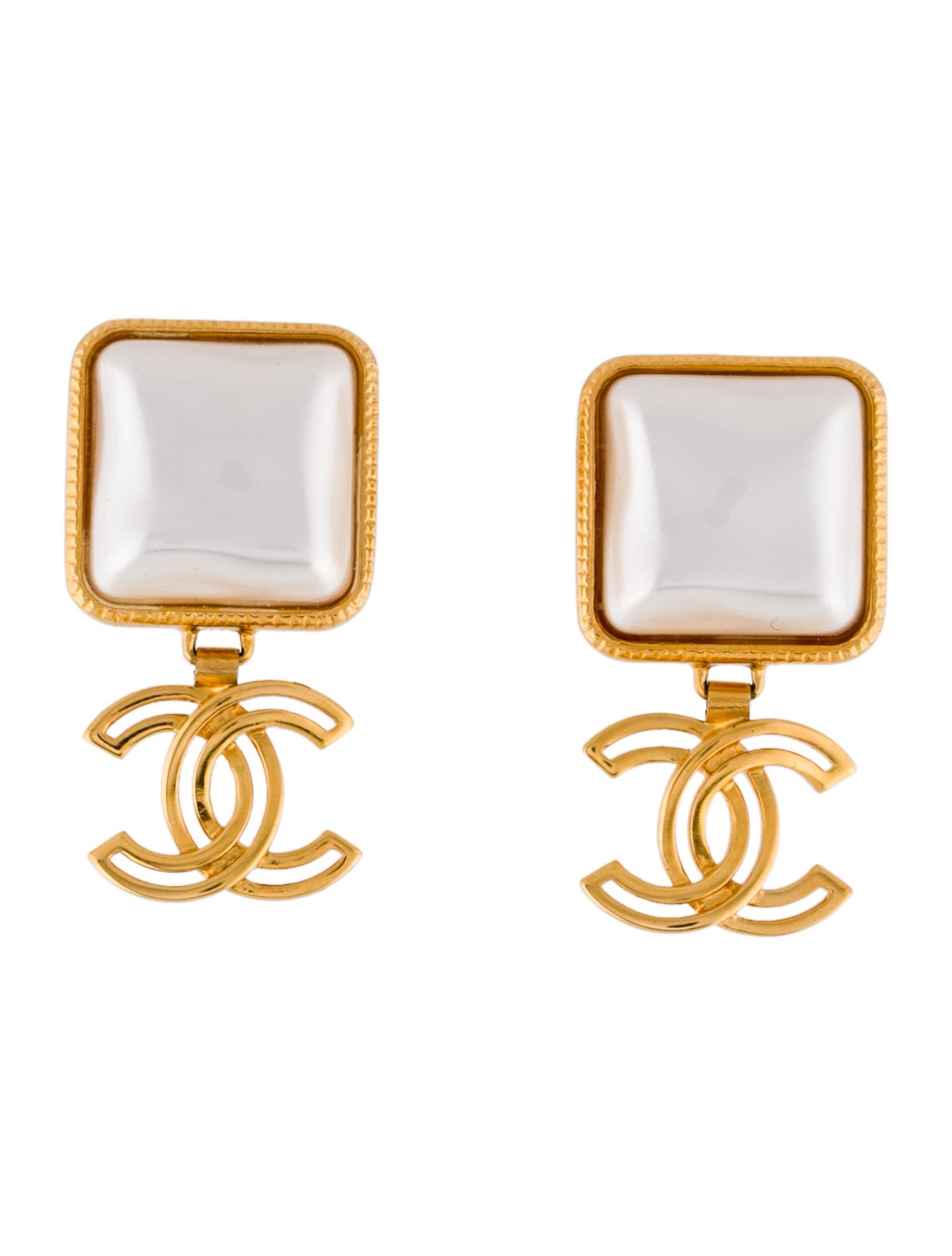 Chanel 2020 Faux Pearl CC Drop Earrings