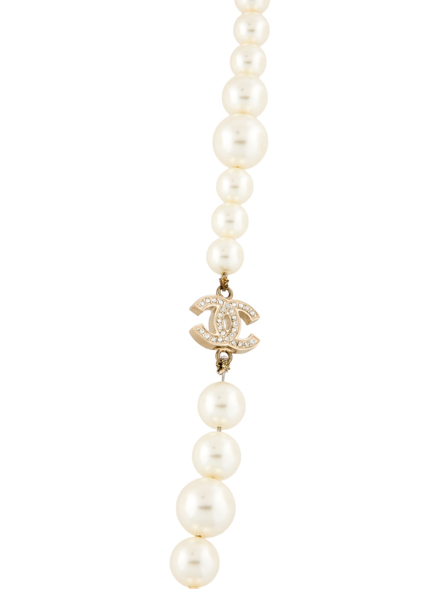 Chanel Faux Pearl & Strass CC Beaded Necklace