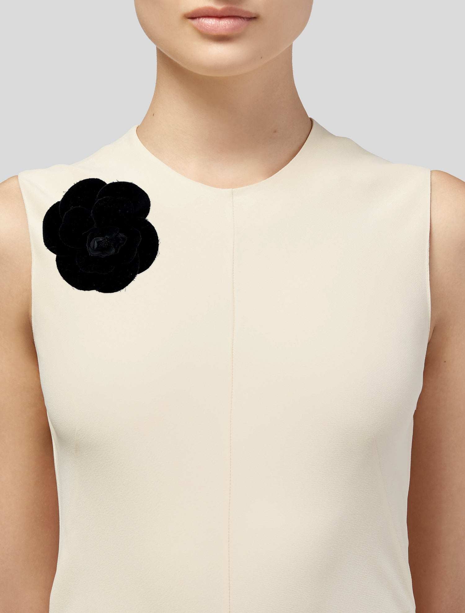 Chanel Vintage Velvet Camellia Brooch