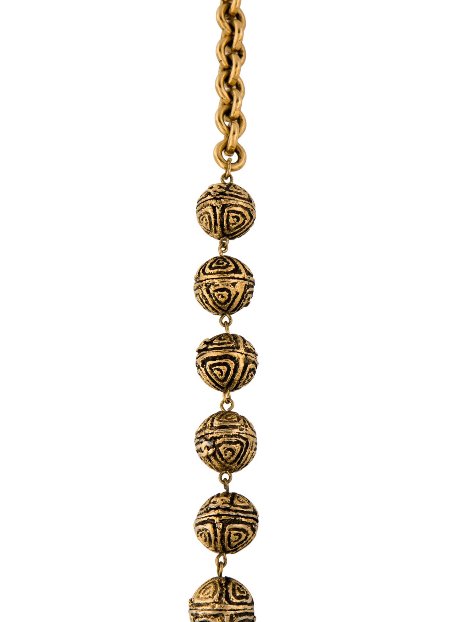 Chanel Vintage Carved Bead Station Necklace