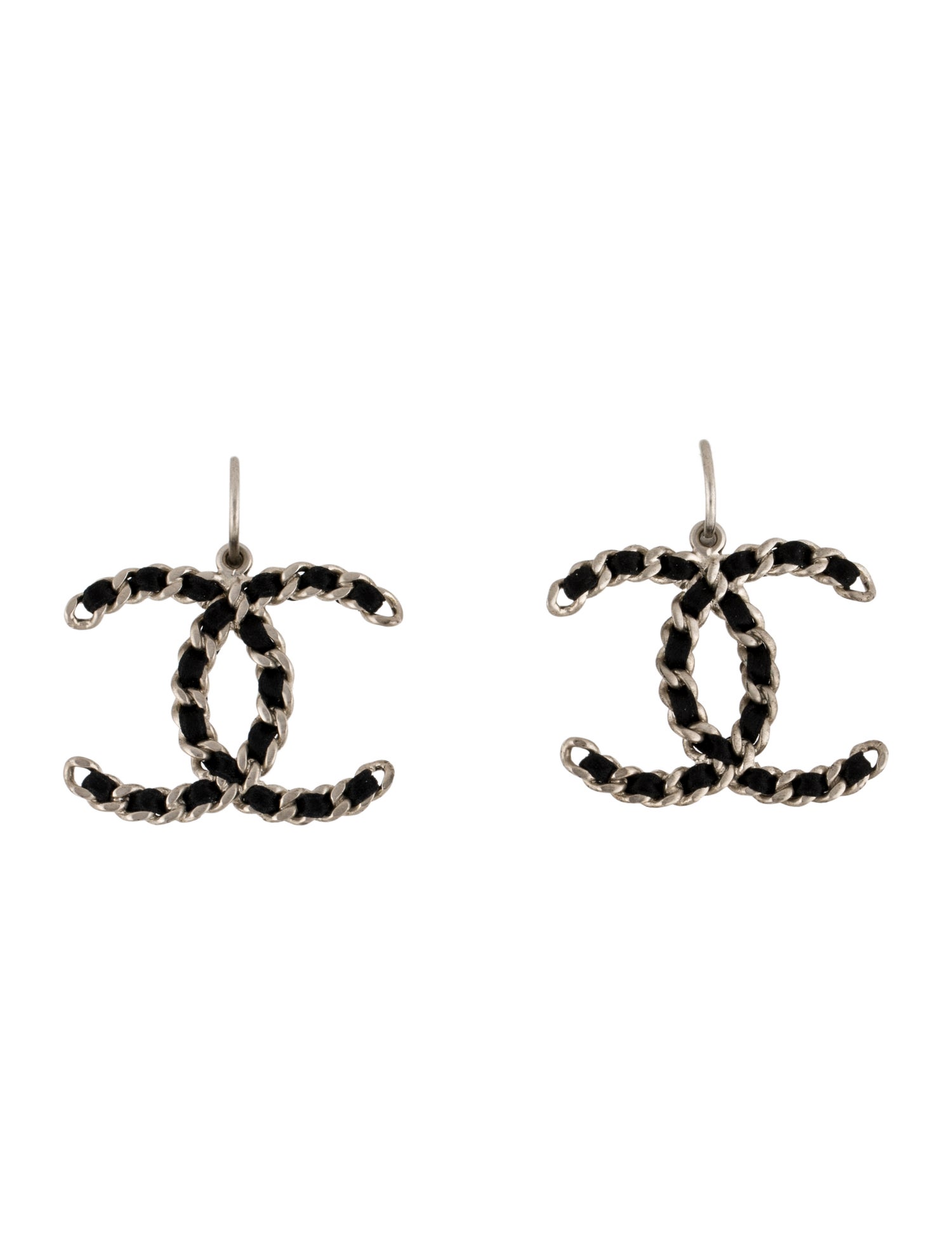 Chanel Satin Woven CC Drop Earrings