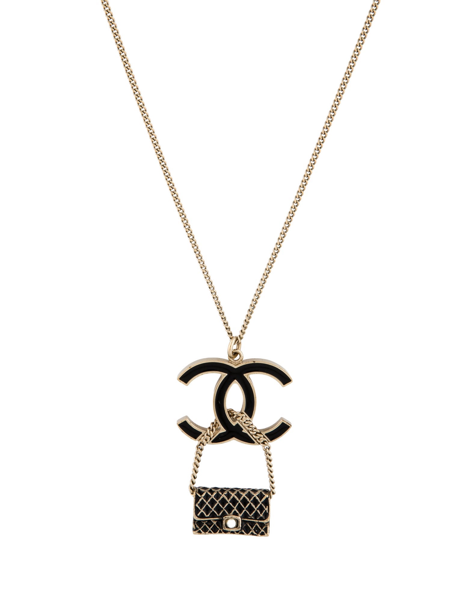 Chanel Faux Pearl & Resin Purse CC Pendant Necklace