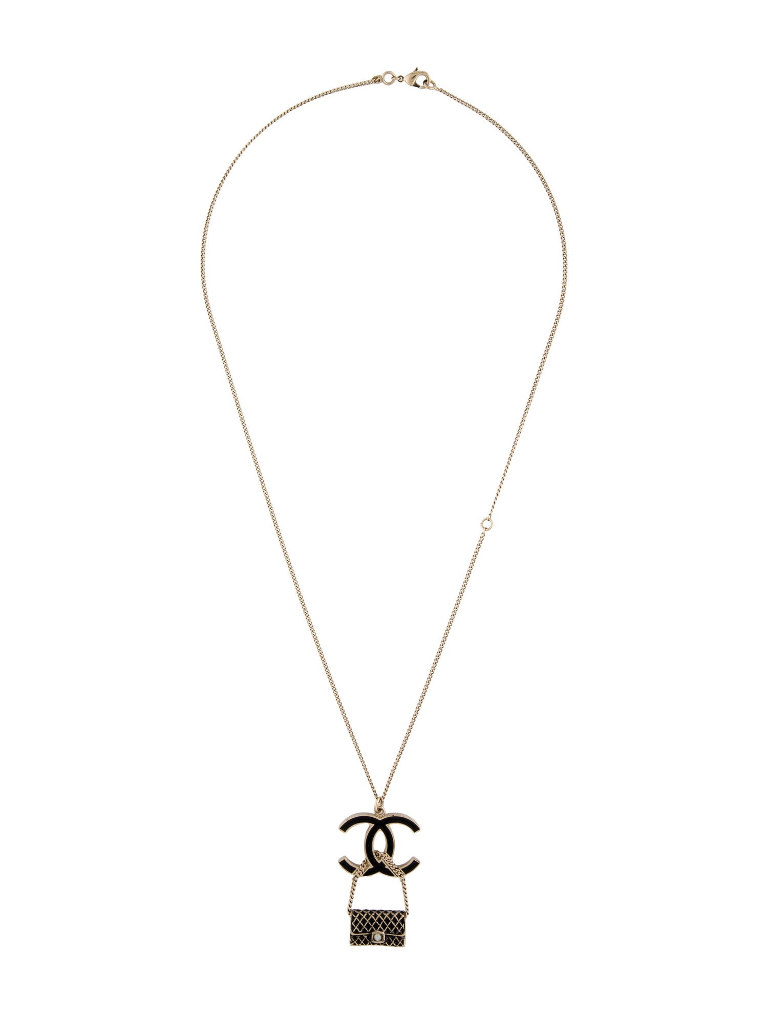 Chanel Faux Pearl & Resin Purse CC Pendant Necklace