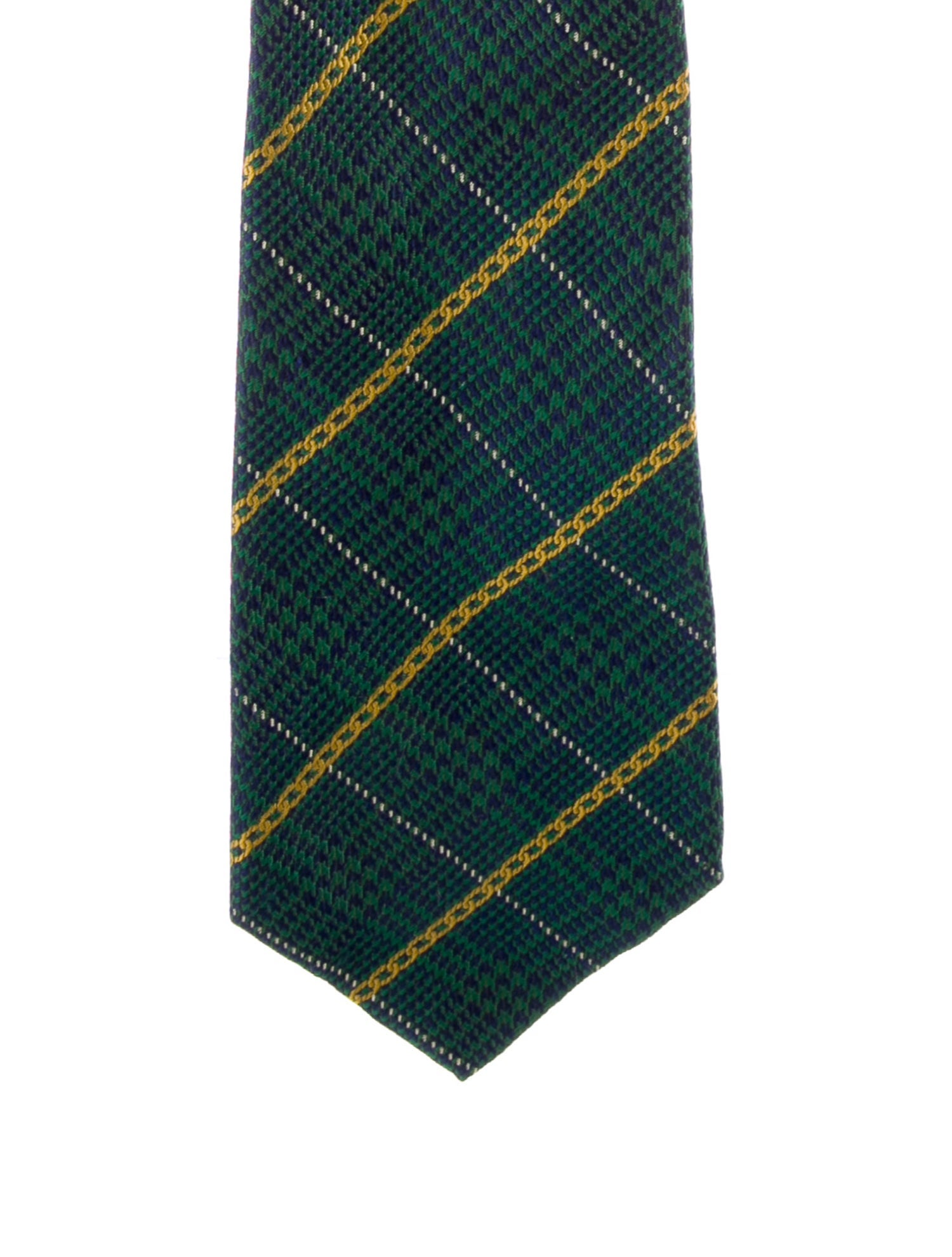 Chanel Silk Plaid Chain-Link Tie