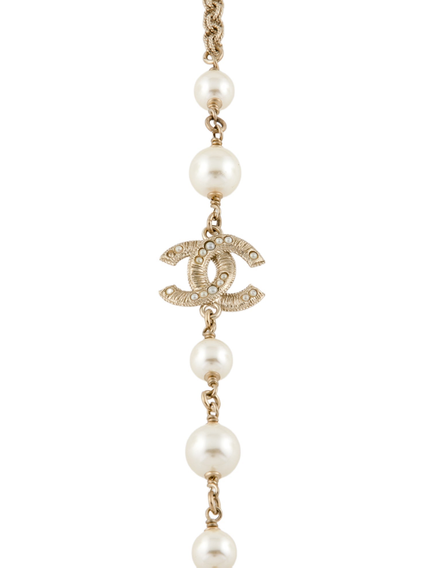 Chanel Faux Pearl CC Station Necklace