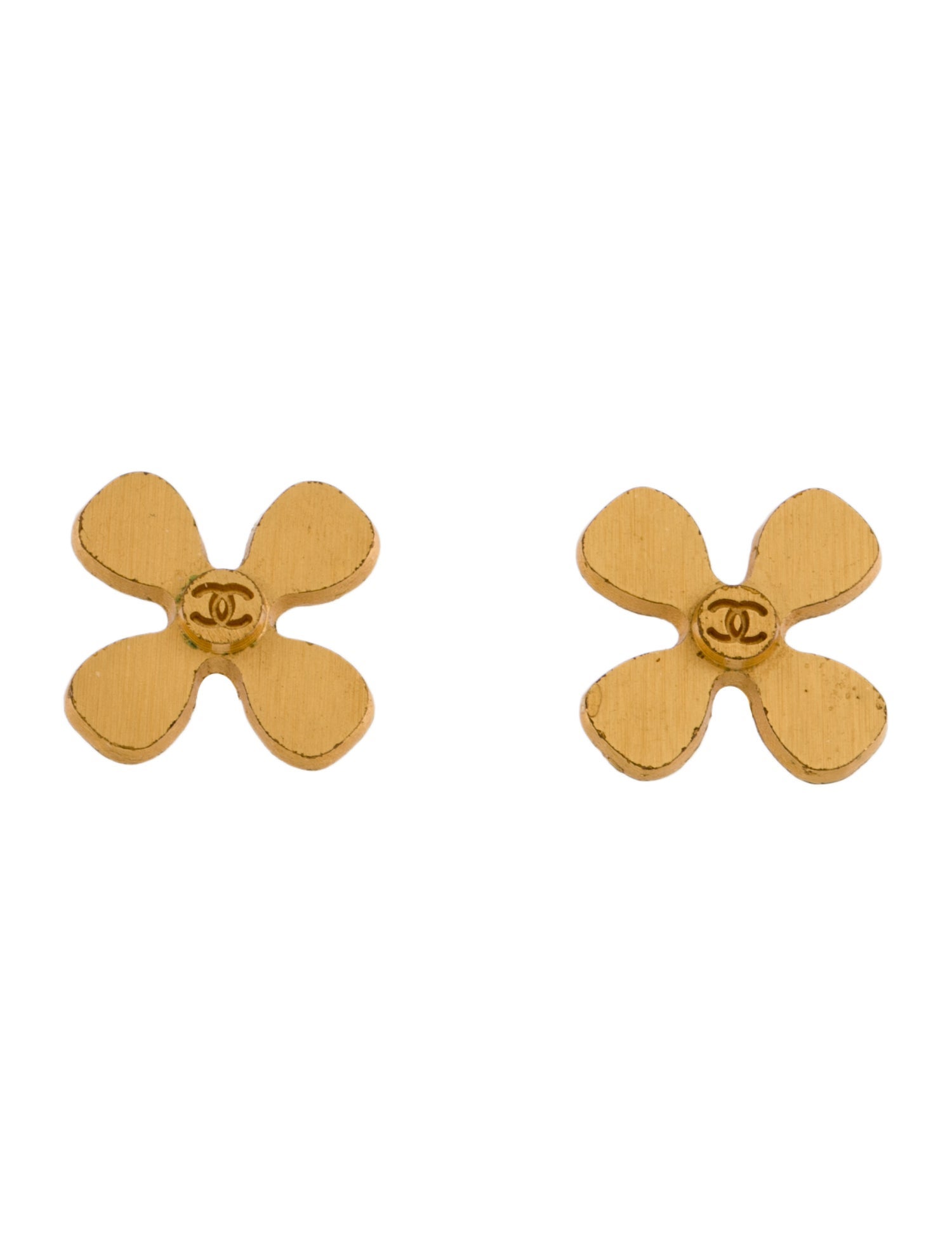 Chanel Vintage Clover Stud Earrings