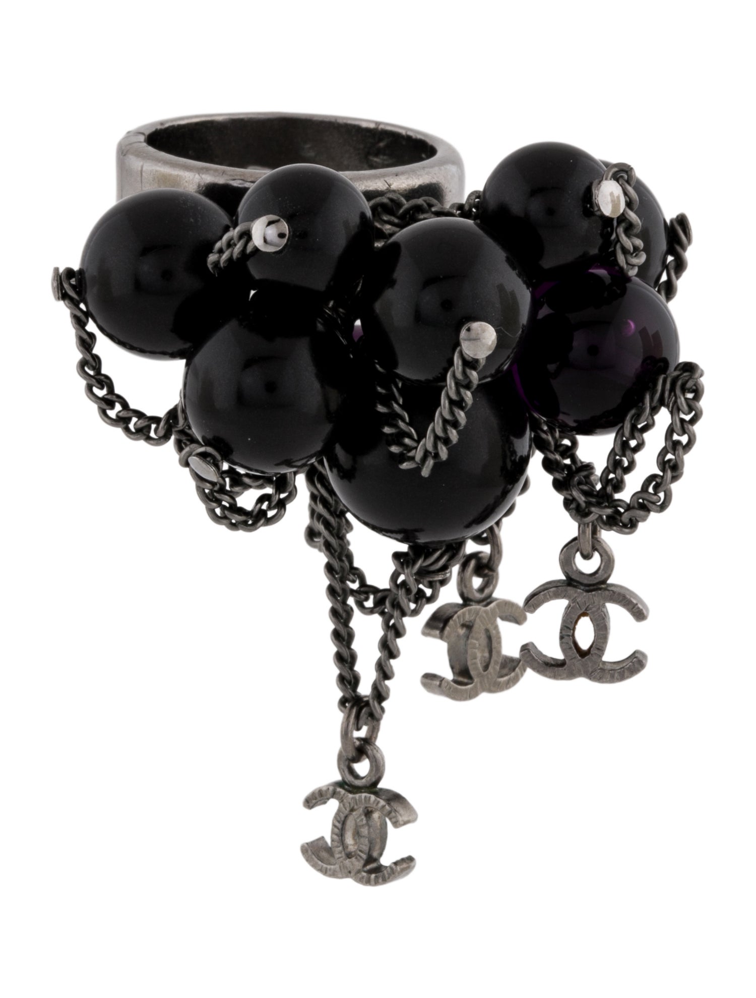 Chanel Bead & Chain Cluster Cocktail Ring