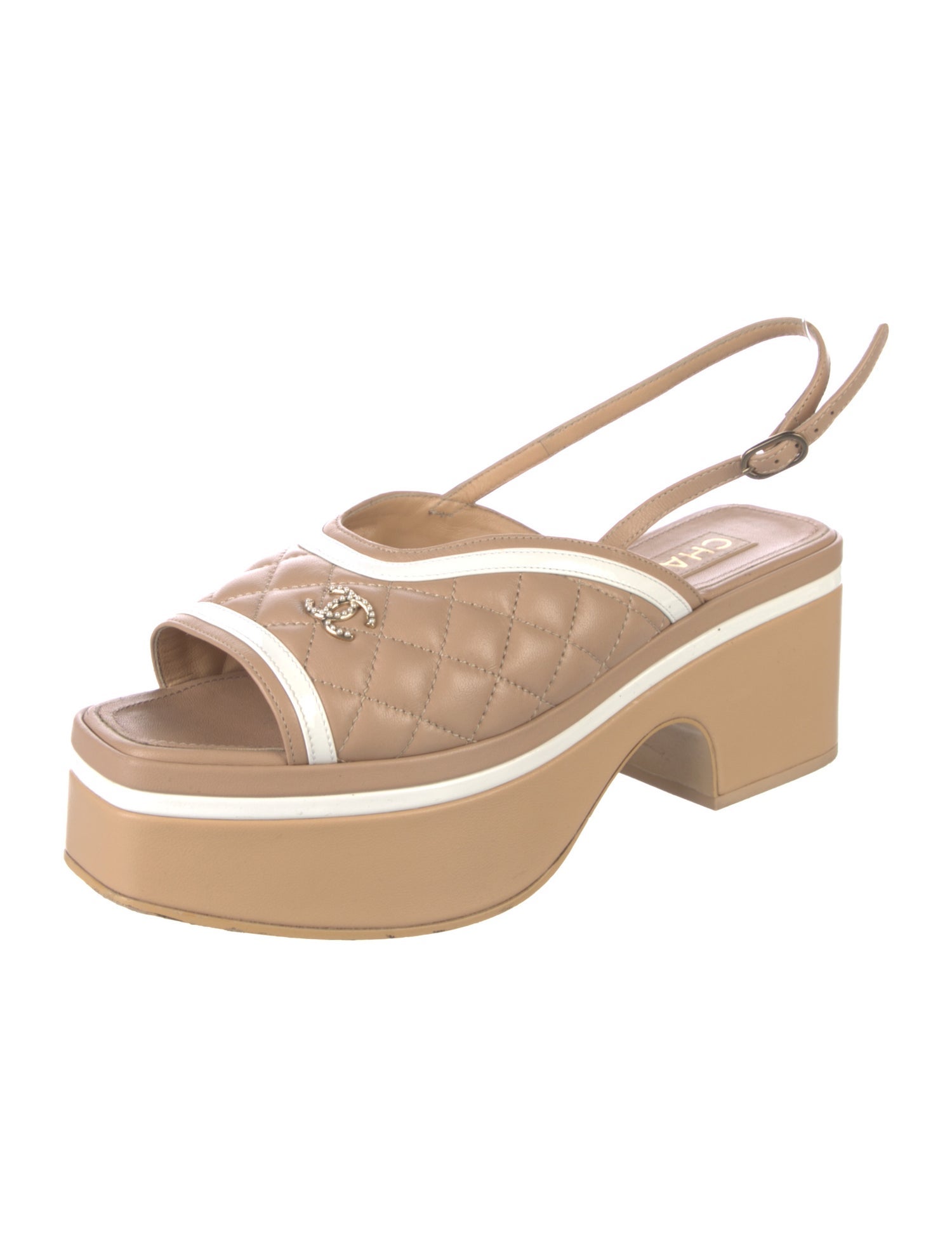 Chanel 2023 Interlocking CC Logo Slingback Sandals