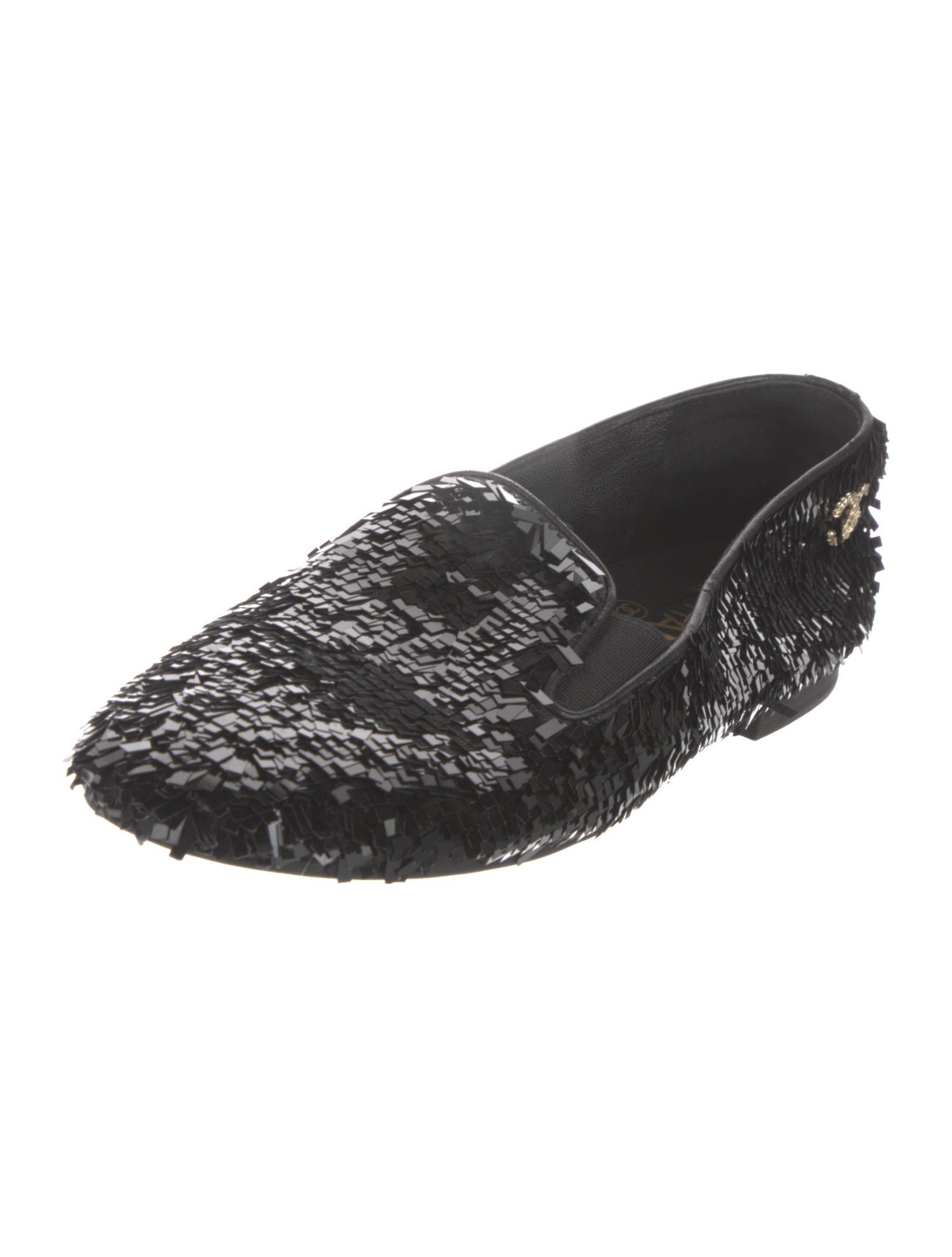 Chanel Interlocking CC Logo Sequins Loafers