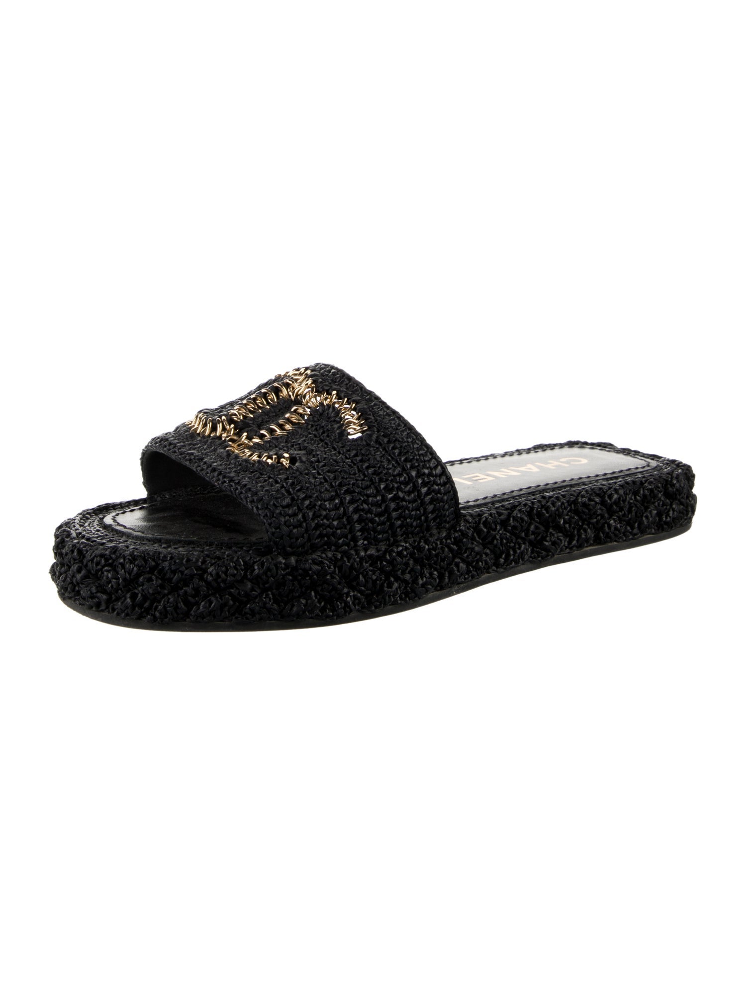 Chanel Interlocking CC Logo Tweed Espadrilles