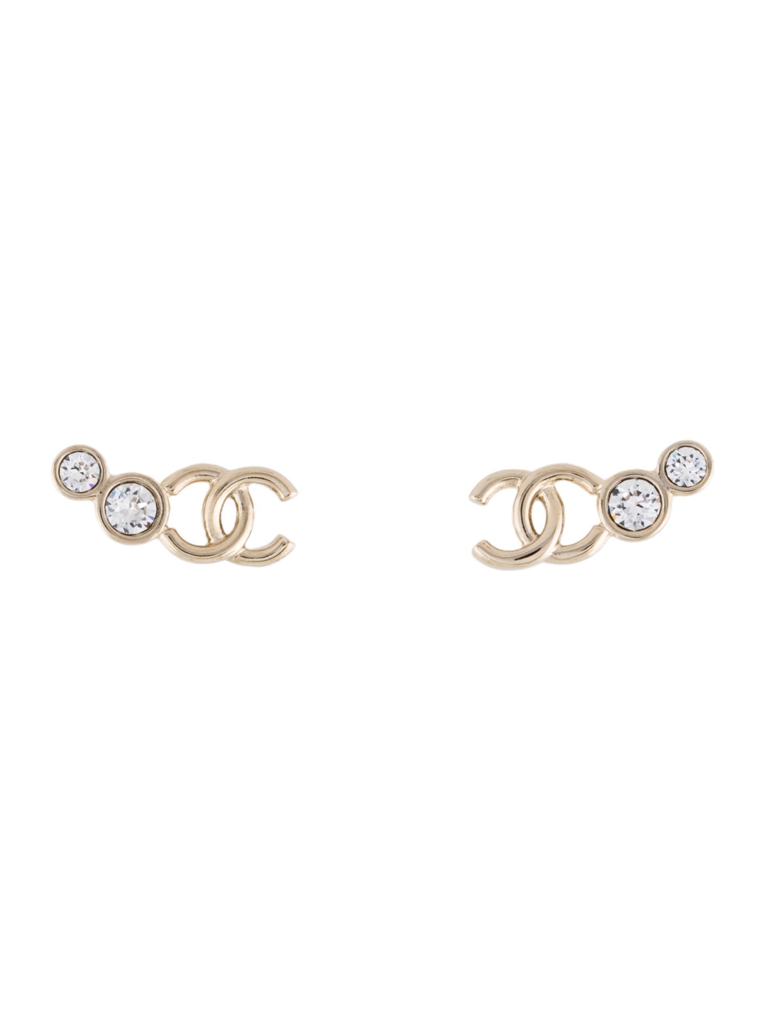 Chanel 2024 Strass CC Ear Climber Earrings