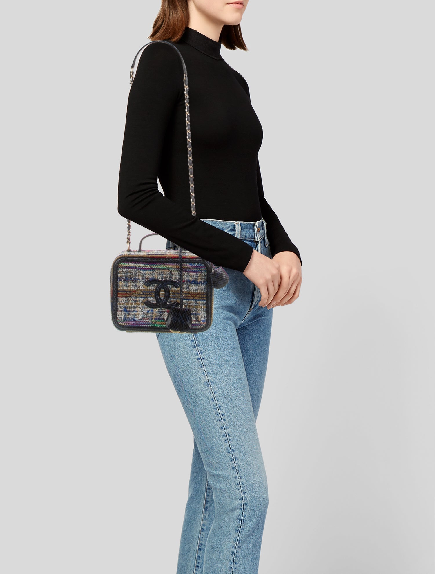 Chanel Medium Tweed Filigree Vanity Bag