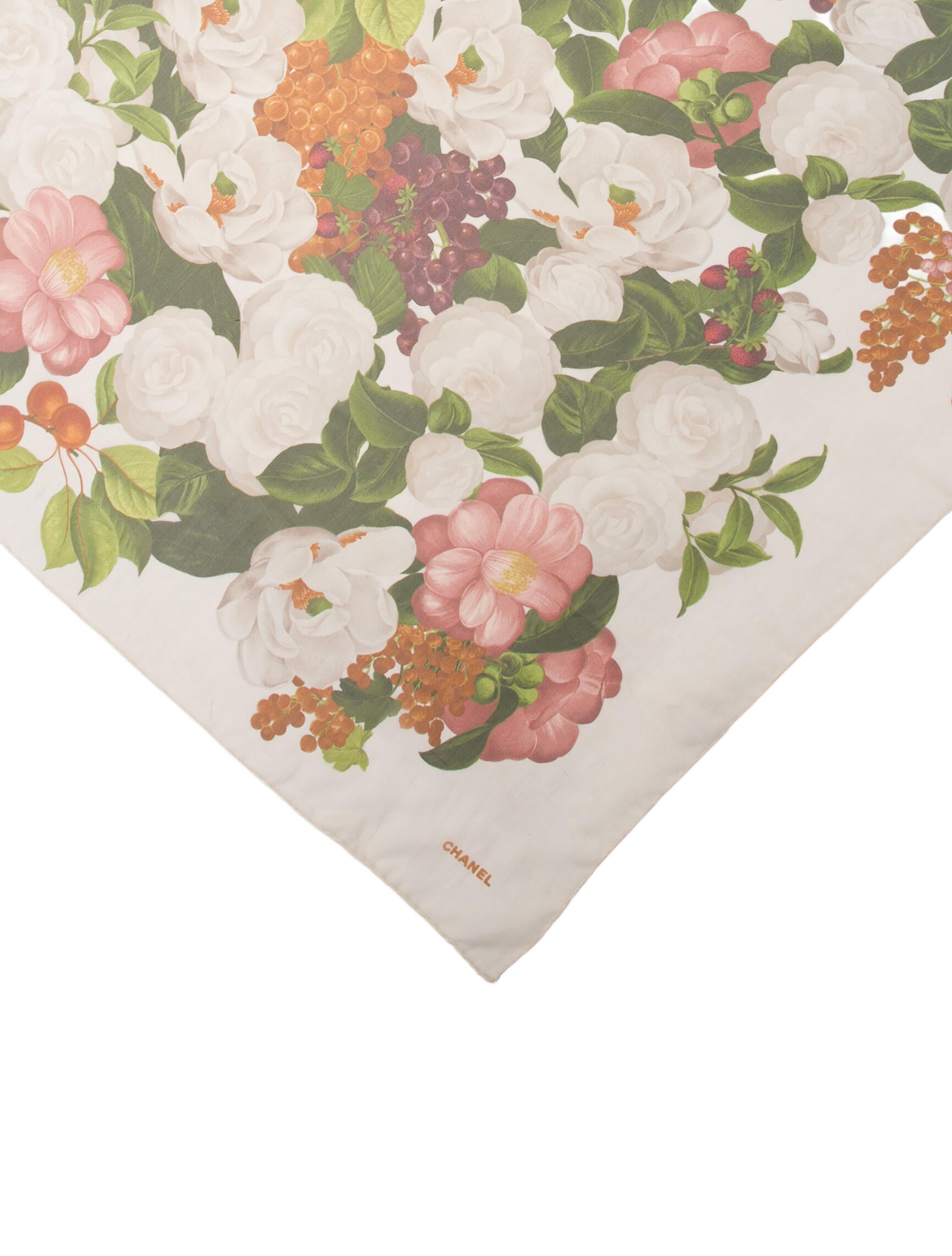 Chanel Silk Floral Print Scarf