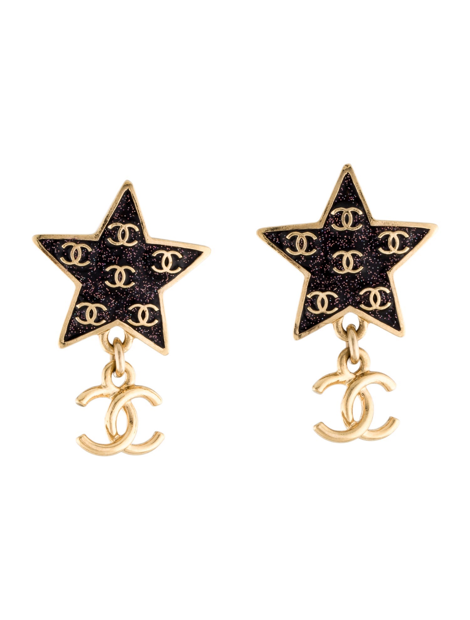 Chanel 2024 Resin Star CC Drop Earrings