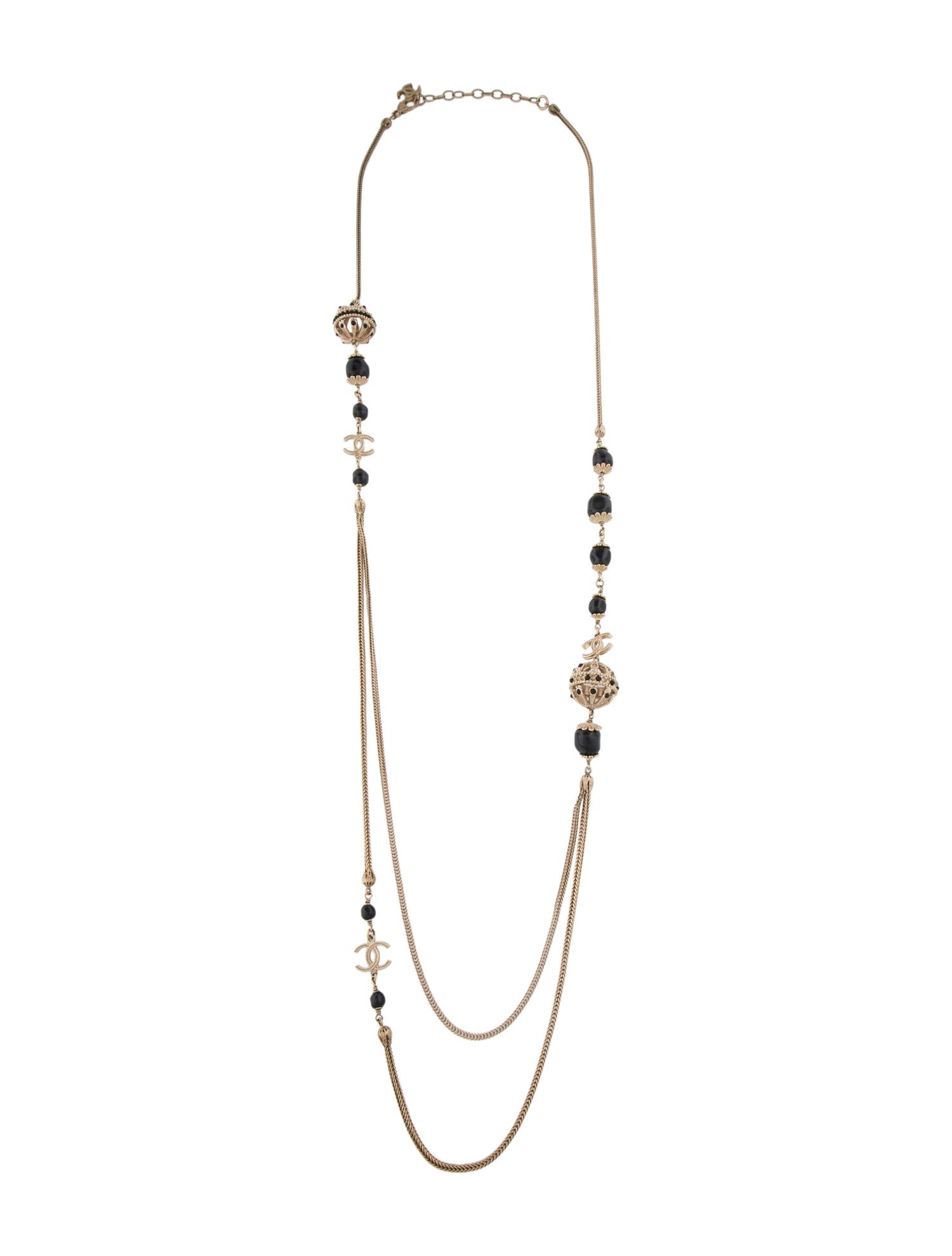 Chanel Resin CC Double Strand Station Necklace