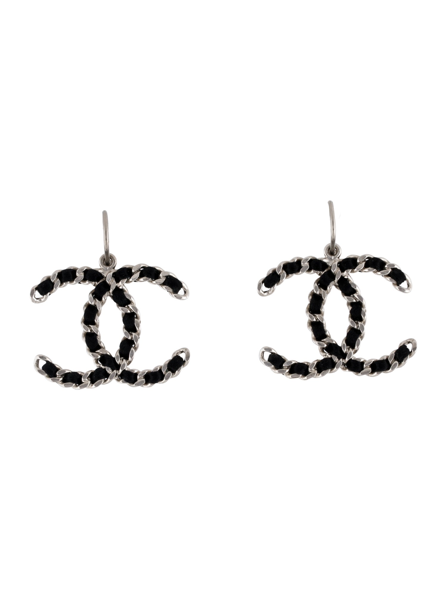 Chanel Ribbon Woven CC Drop Earrings