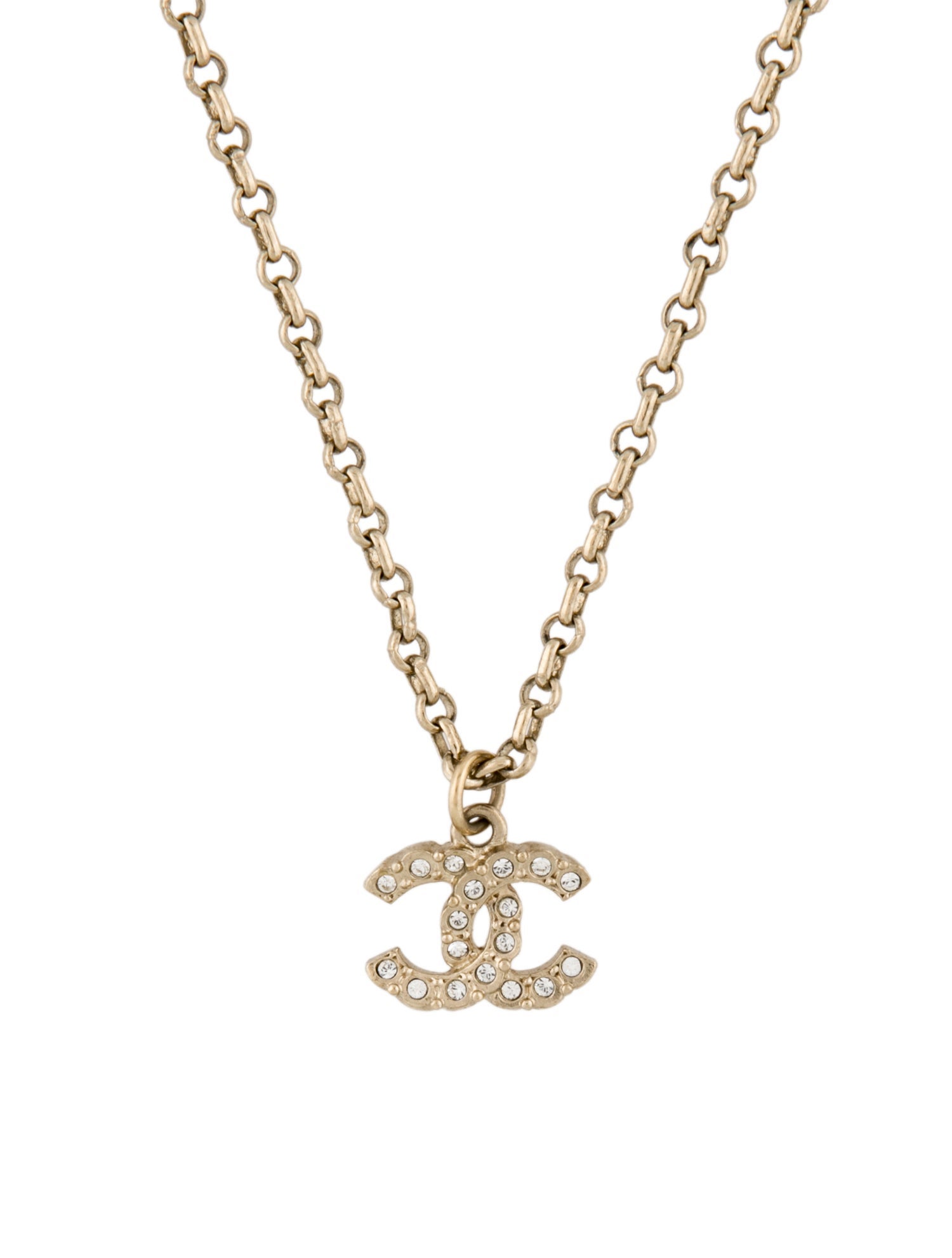 Chanel 2021 Faux Pearl & Strass CC Pendant Necklace