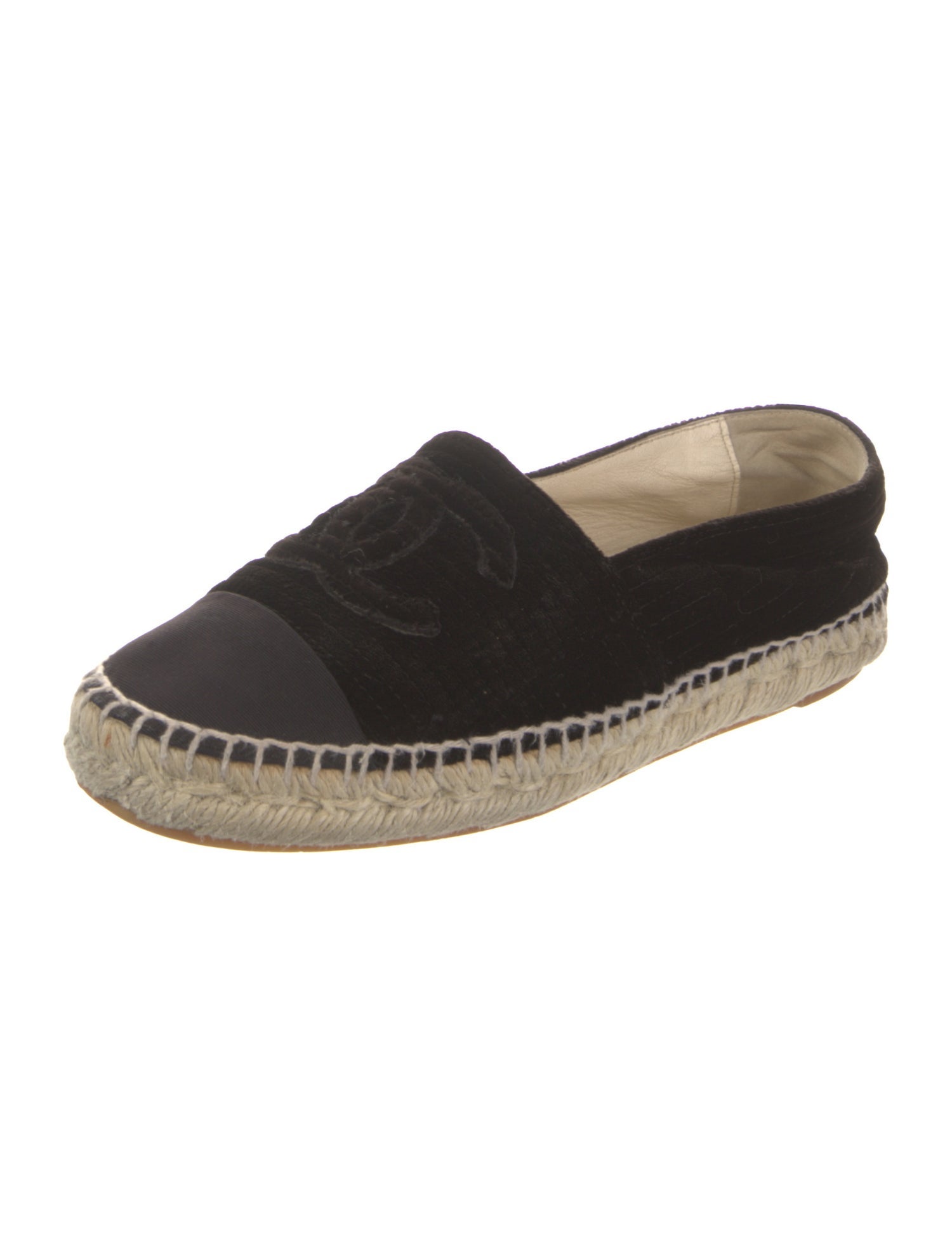 Chanel Interlocking CC Logo Velvet Espadrilles