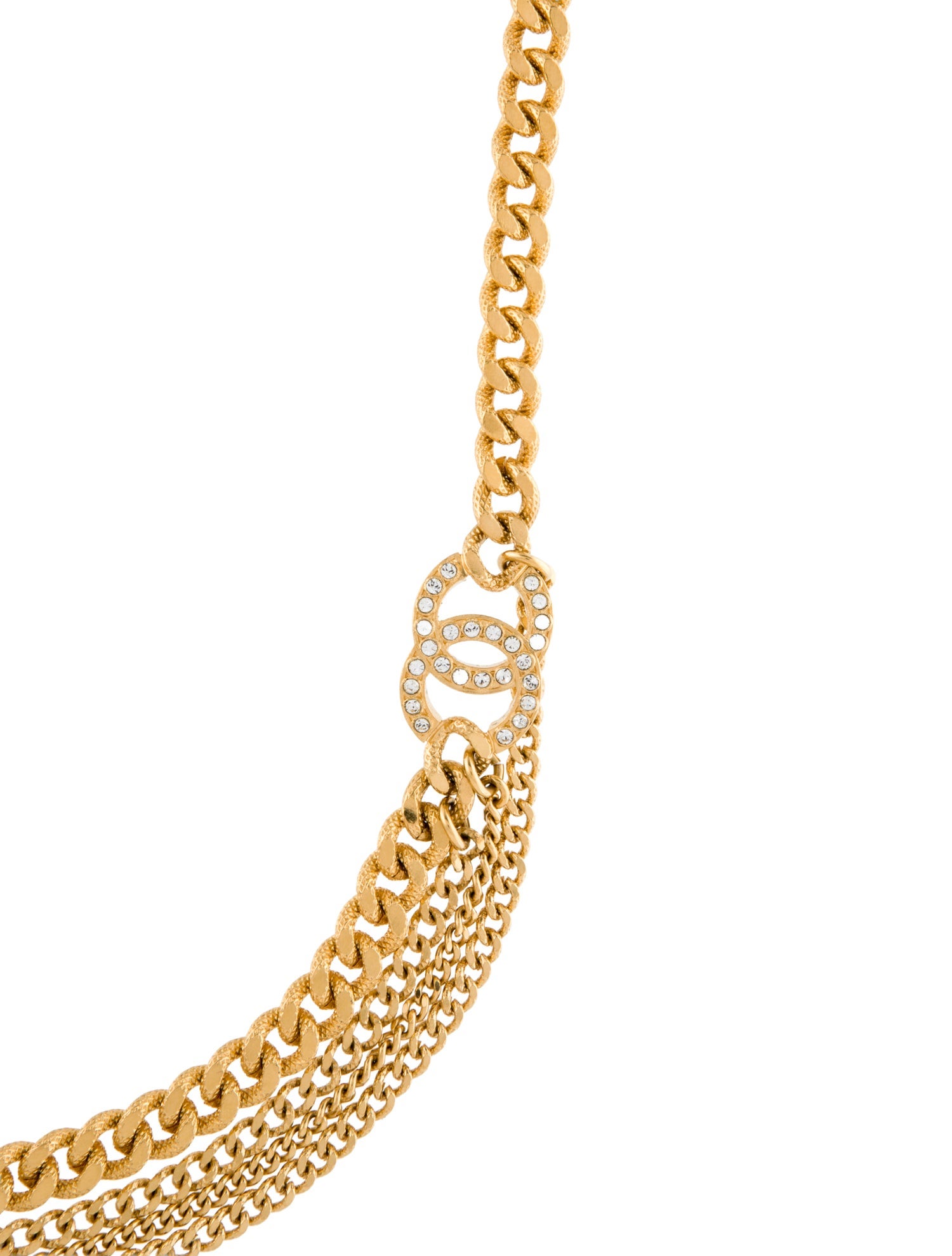 Chanel 2022 Strass CC Multi-Chain Necklace