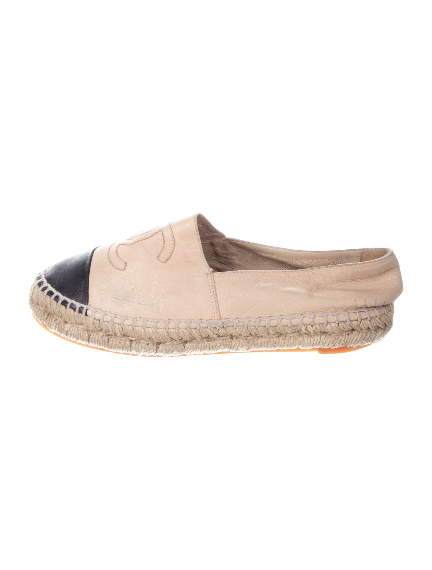 Chanel Interlocking CC Logo Leather Espadrilles