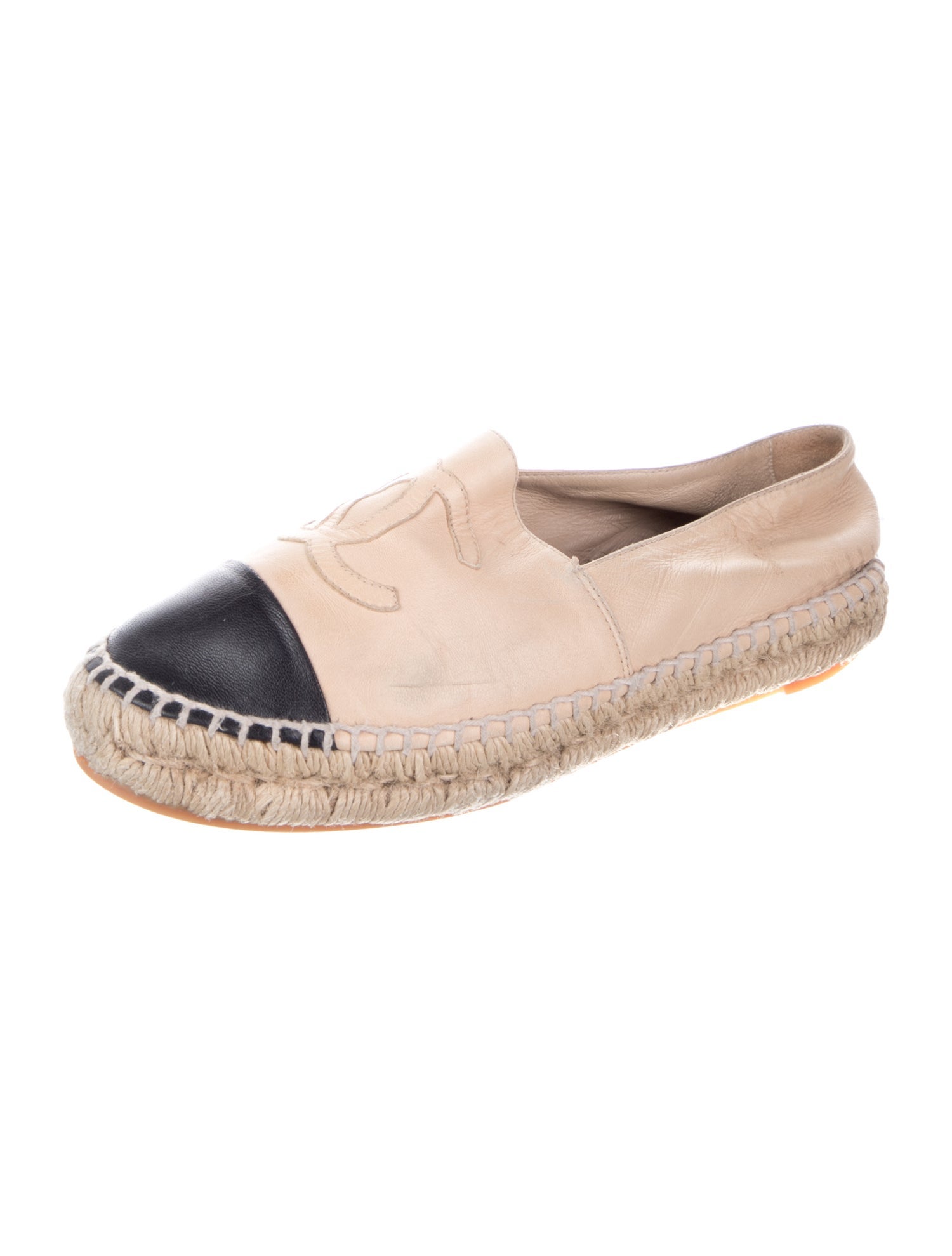 Chanel Interlocking CC Logo Leather Espadrilles