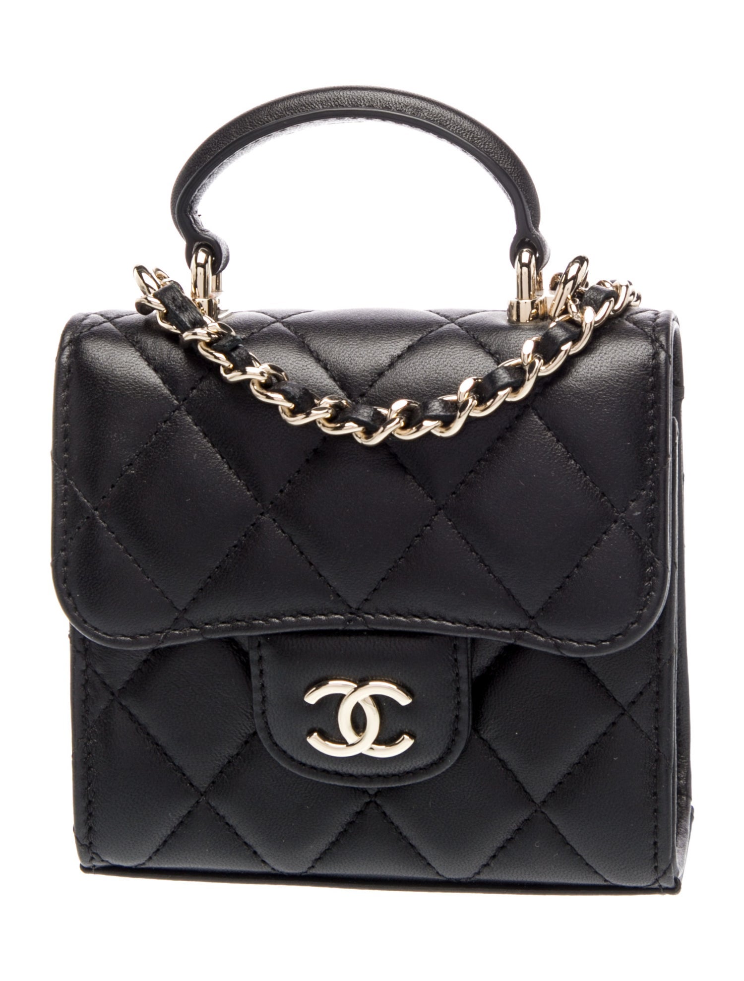 Chanel Mini Top Handle Coin Purse w/ Chain