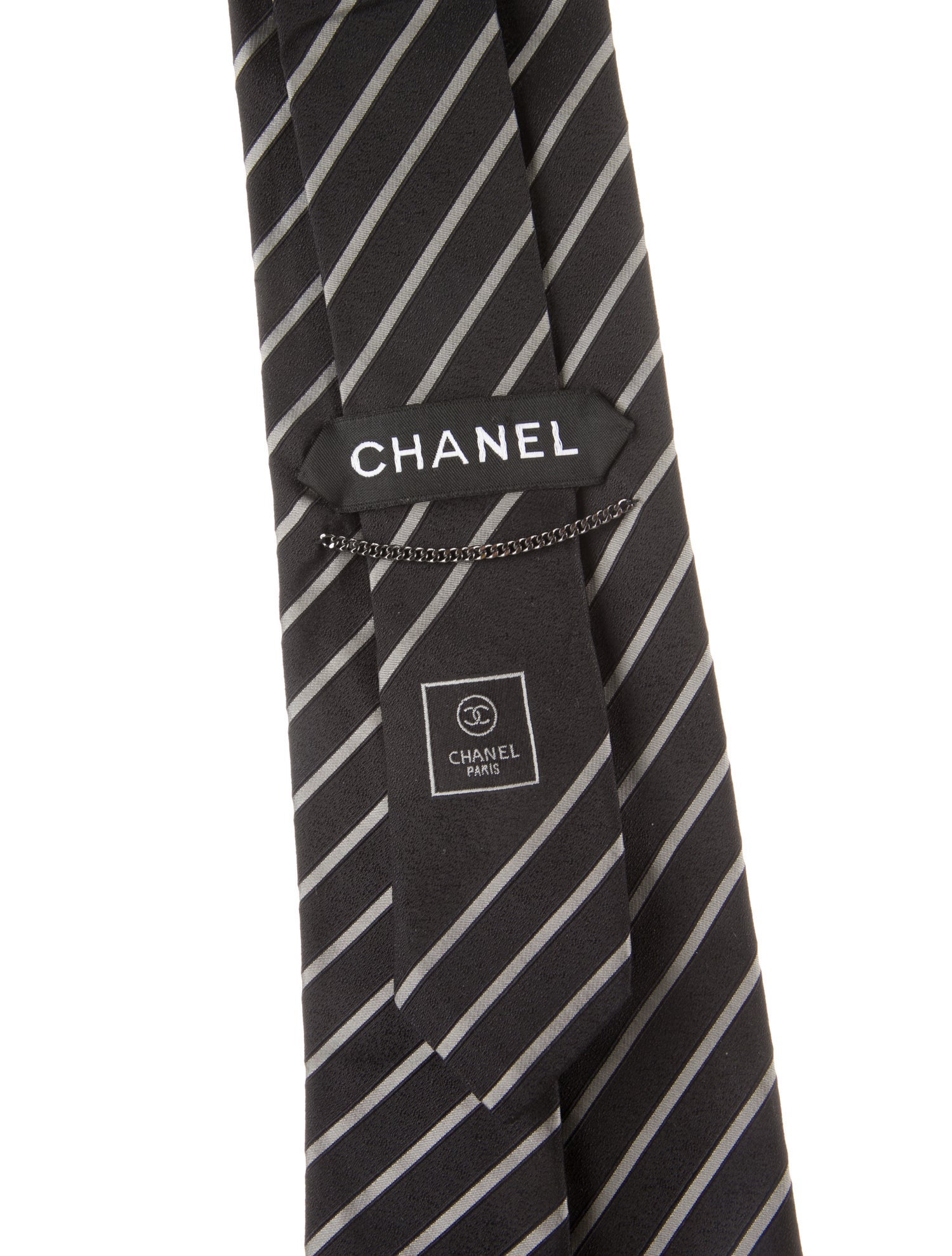 Chanel Stripe Silk Tie