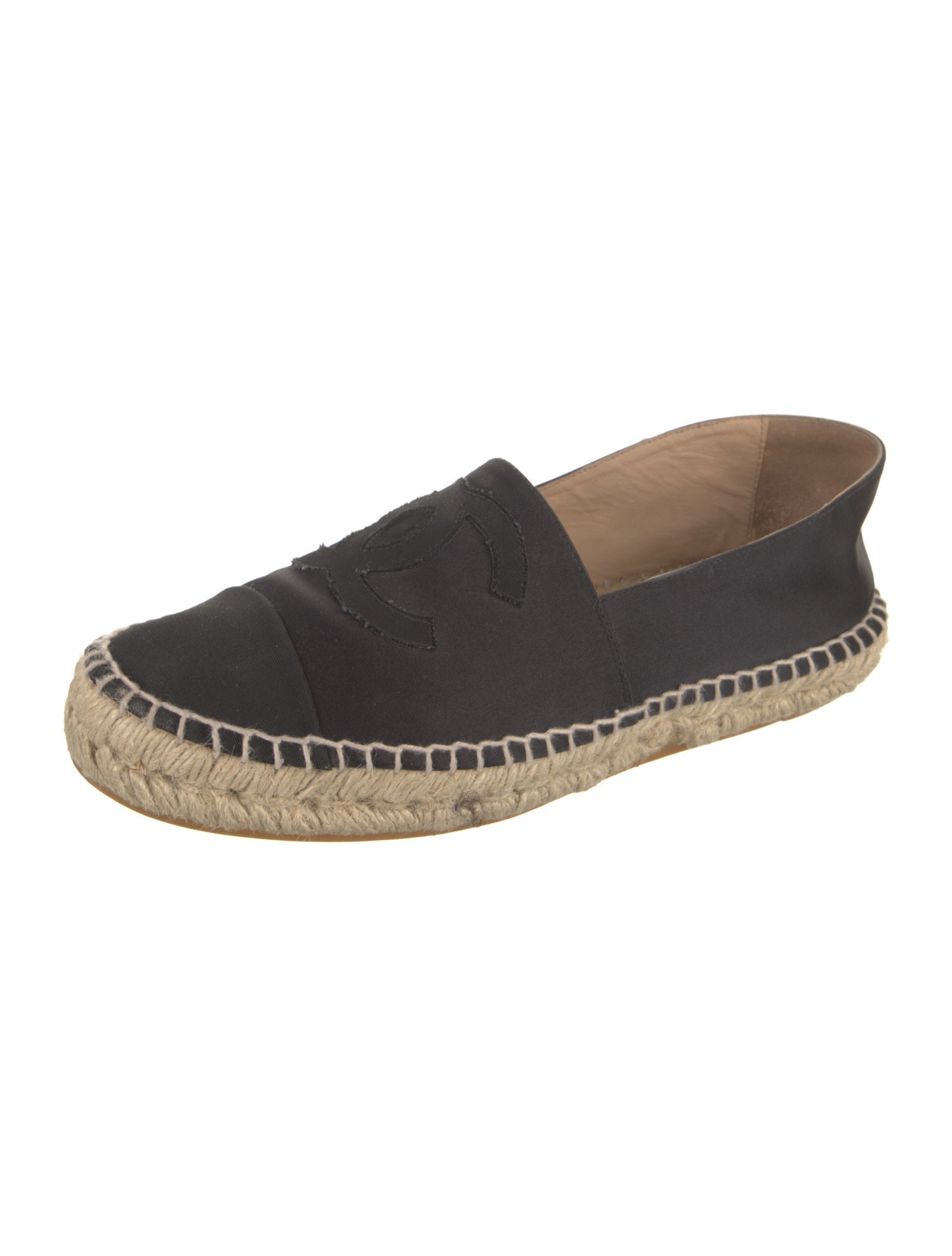 Chanel Interlocking CC Logo Satin Espadrilles