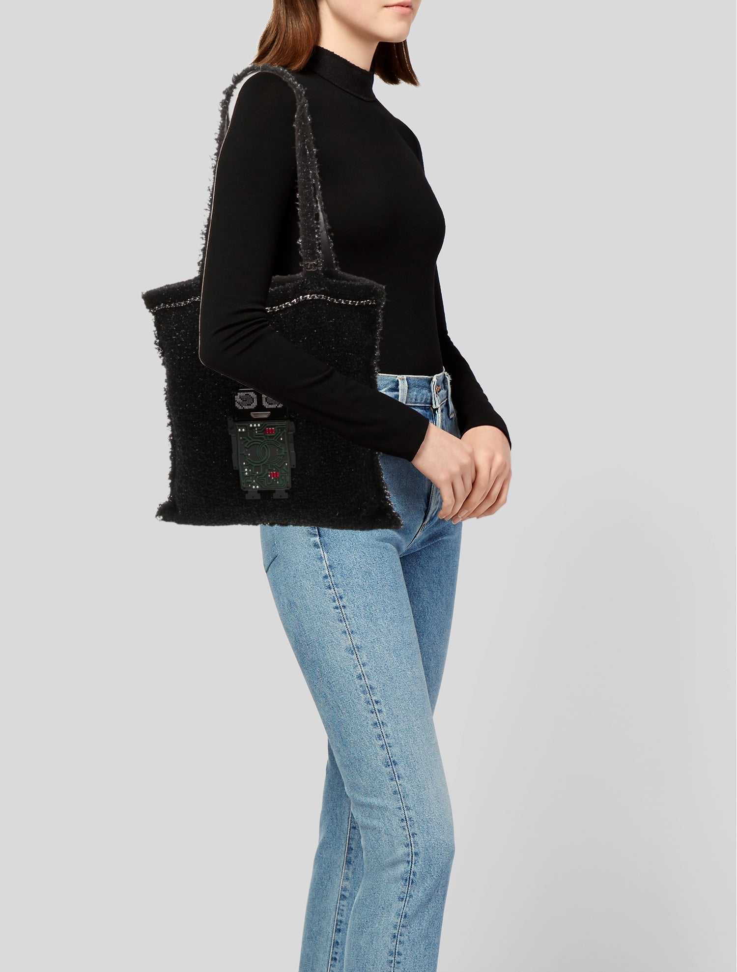 Chanel Tweed Robot Shopping Tote