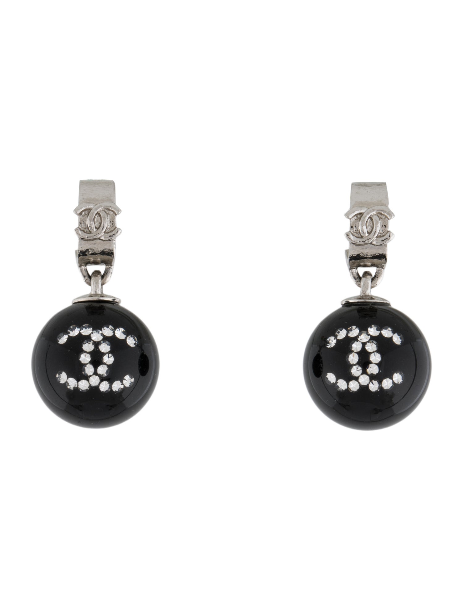 Chanel Resin & Strass Ball Drop Earrings