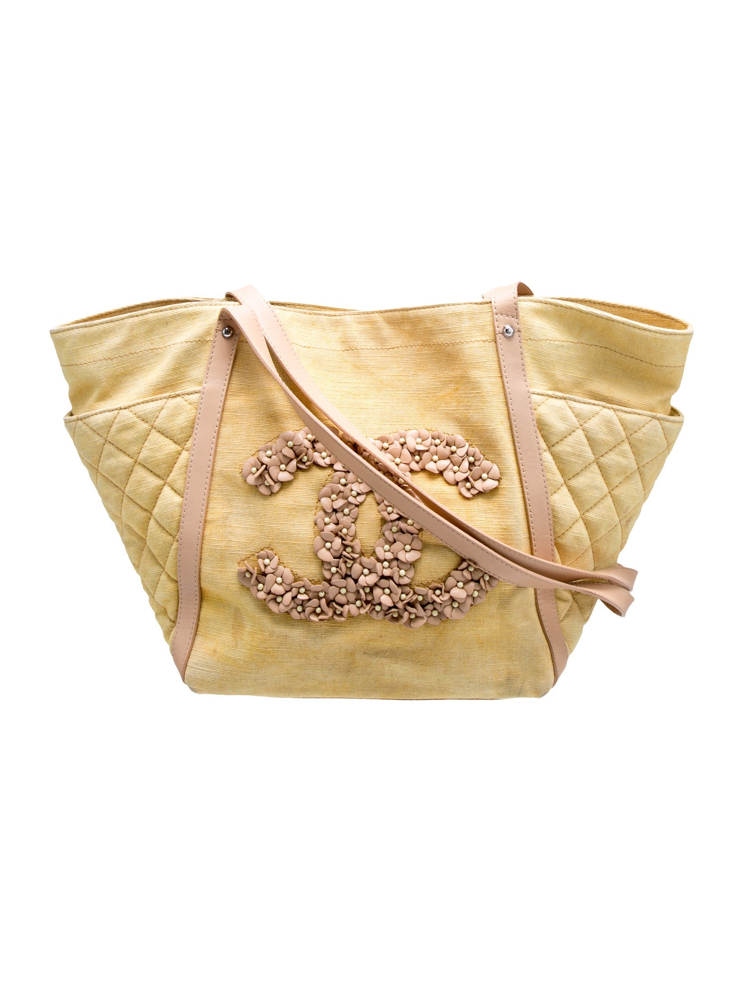 Chanel Saint-Tropez Quilted Denim CC Camellia Tote
