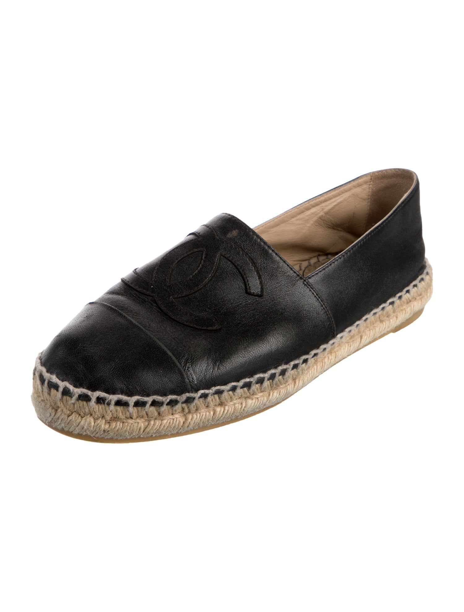 Chanel Interlocking CC Logo Leather Espadrilles
