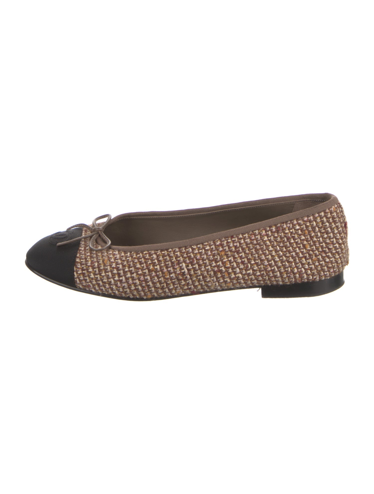 Chanel Interlocking CC Logo Tweed Ballet Flats
