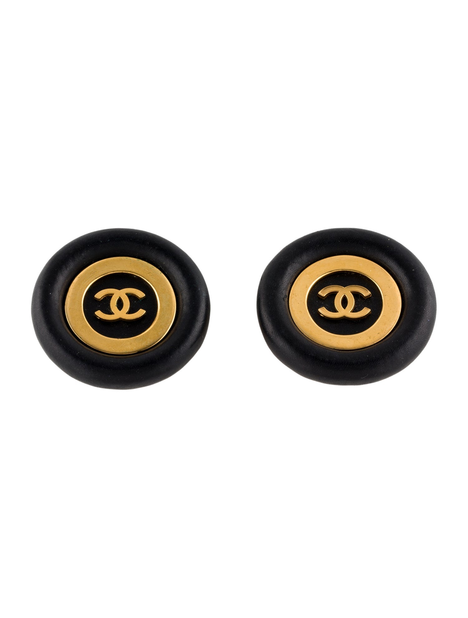 Chanel Vintage Leather CC Clip-On Earrings