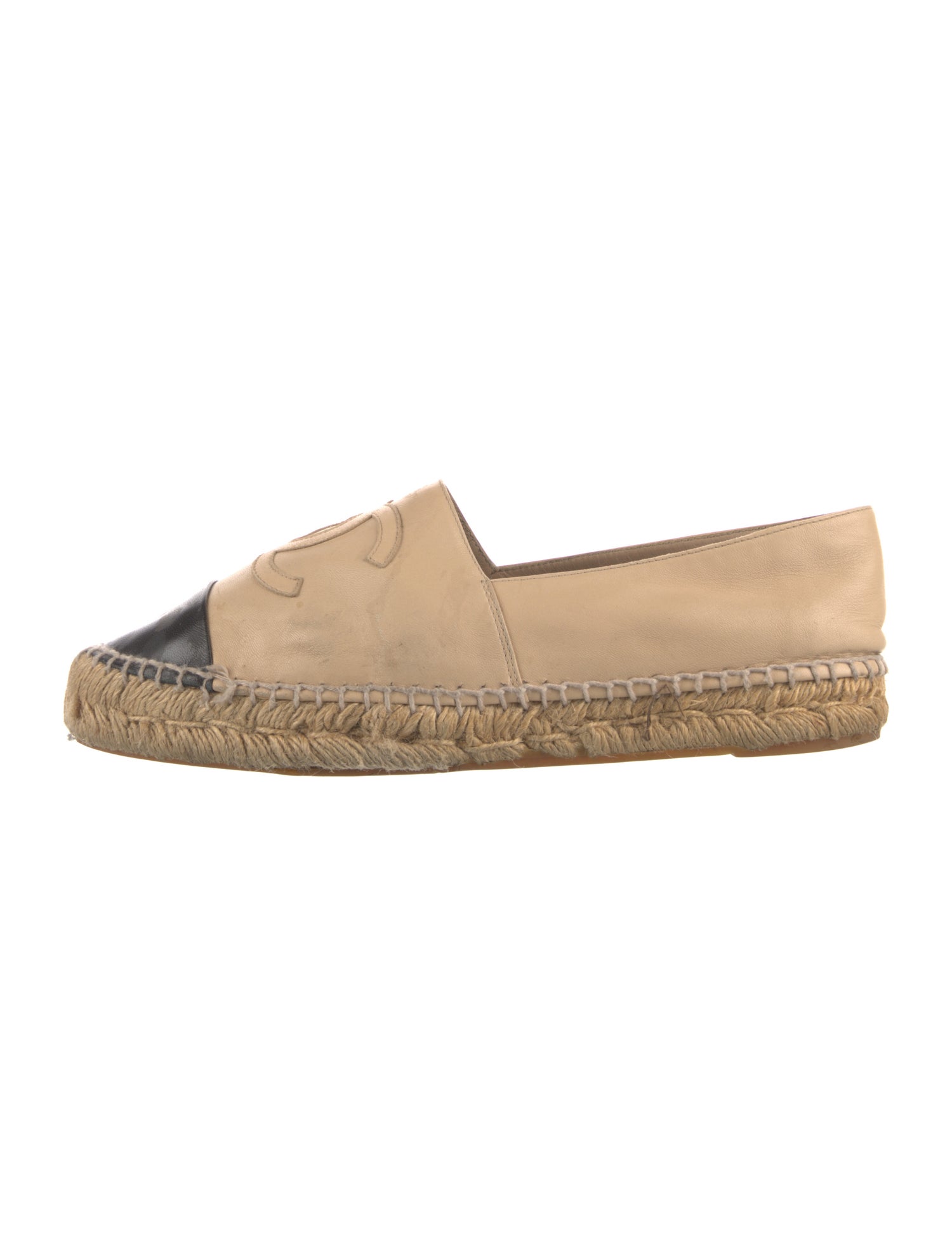 Chanel Interlocking CC Logo Leather Espadrilles