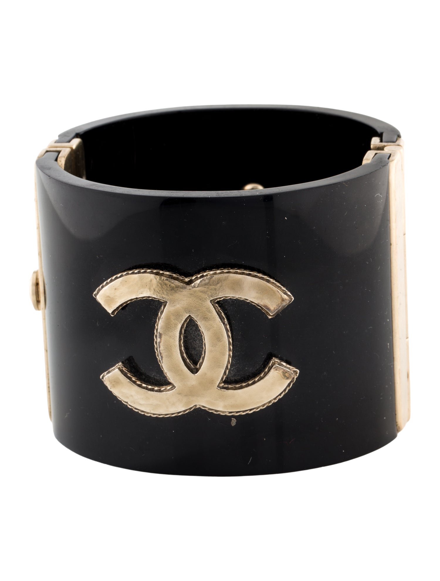 Chanel Resin CC Hinged Bangle Bracelet