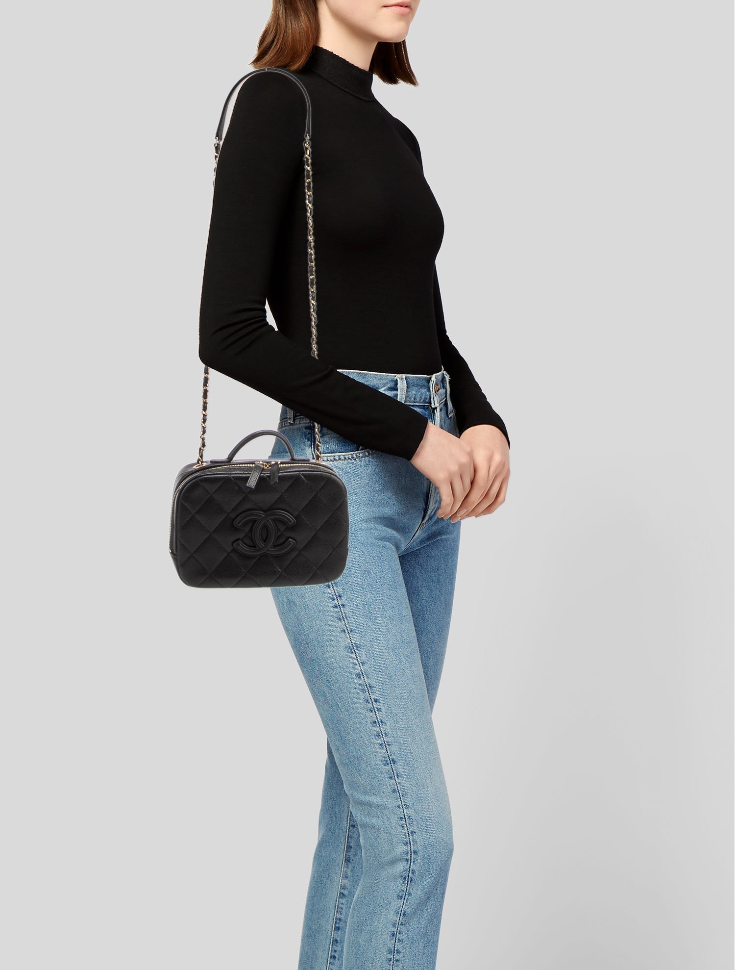 Chanel Small Top Handle Filigree Vanity Case