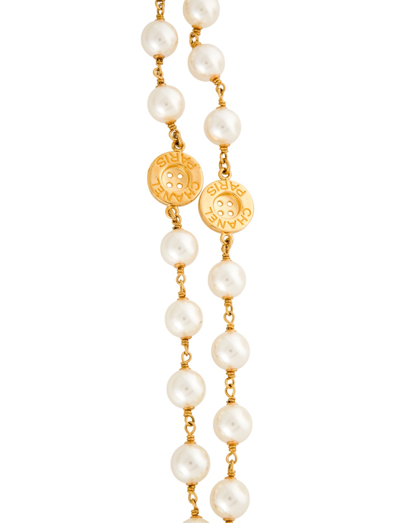 Chanel Faux Pearl Button Strand Necklace w/ Tags