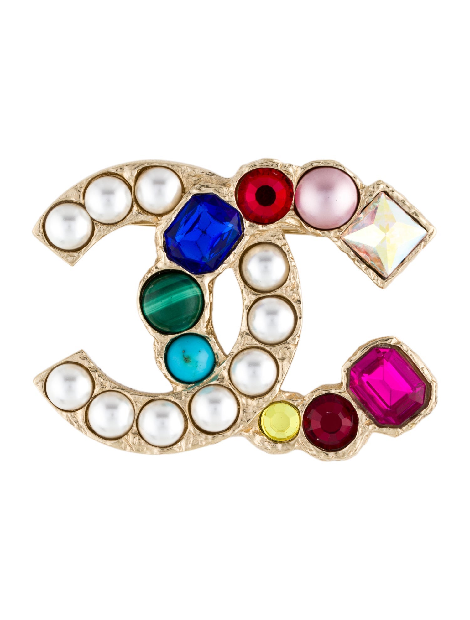 Chanel 2022 Faux Pearl & Strass CC Pin Brooch