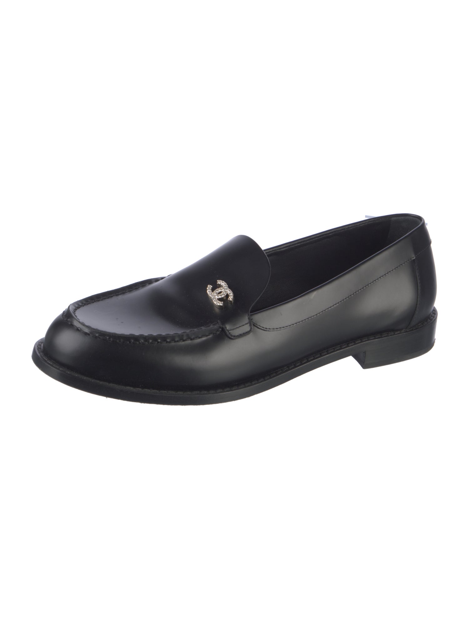 Chanel Interlocking CC Logo Leather Loafers