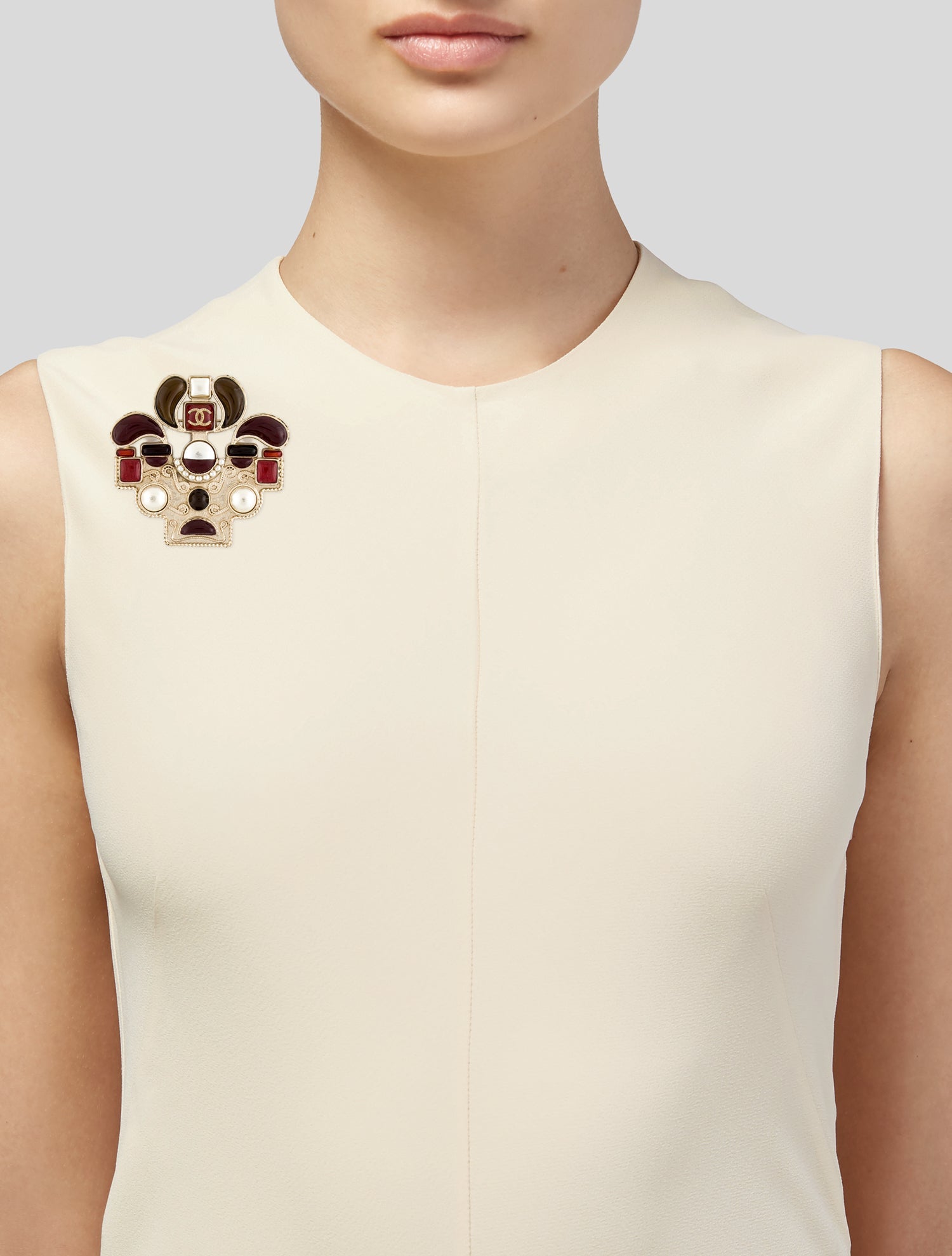 Chanel Faux Pearl & Resin CC Puppy Dog Brooch