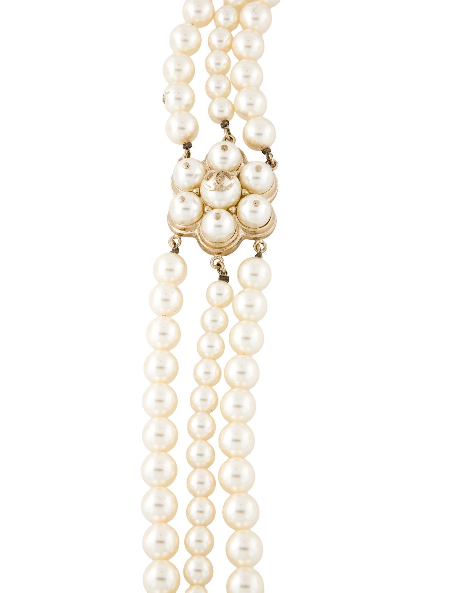 Chanel Faux Pearl CC Multistrand Necklace