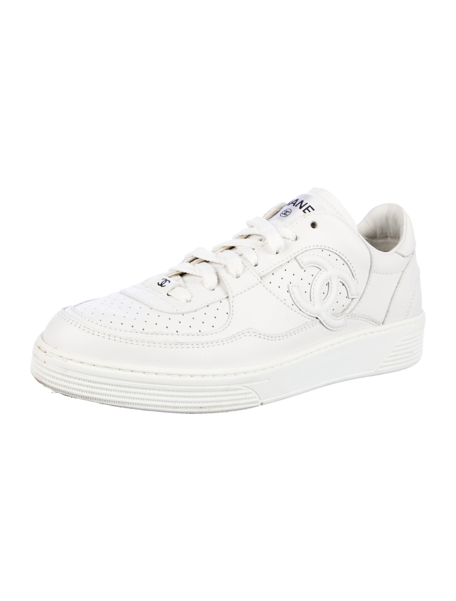 Chanel Interlocking CC Logo Leather Sneakers