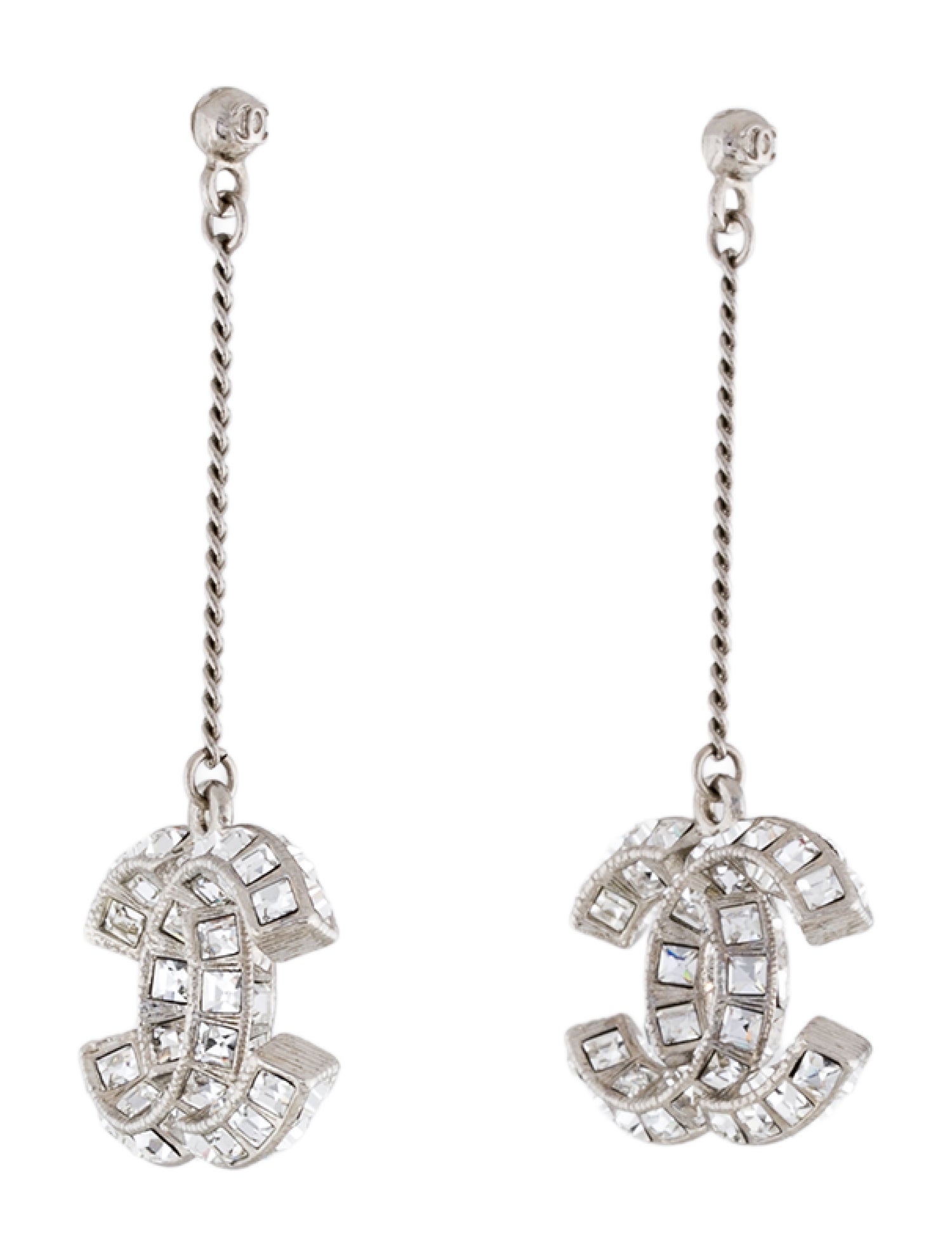 Chanel Strass CC Drop Earrings